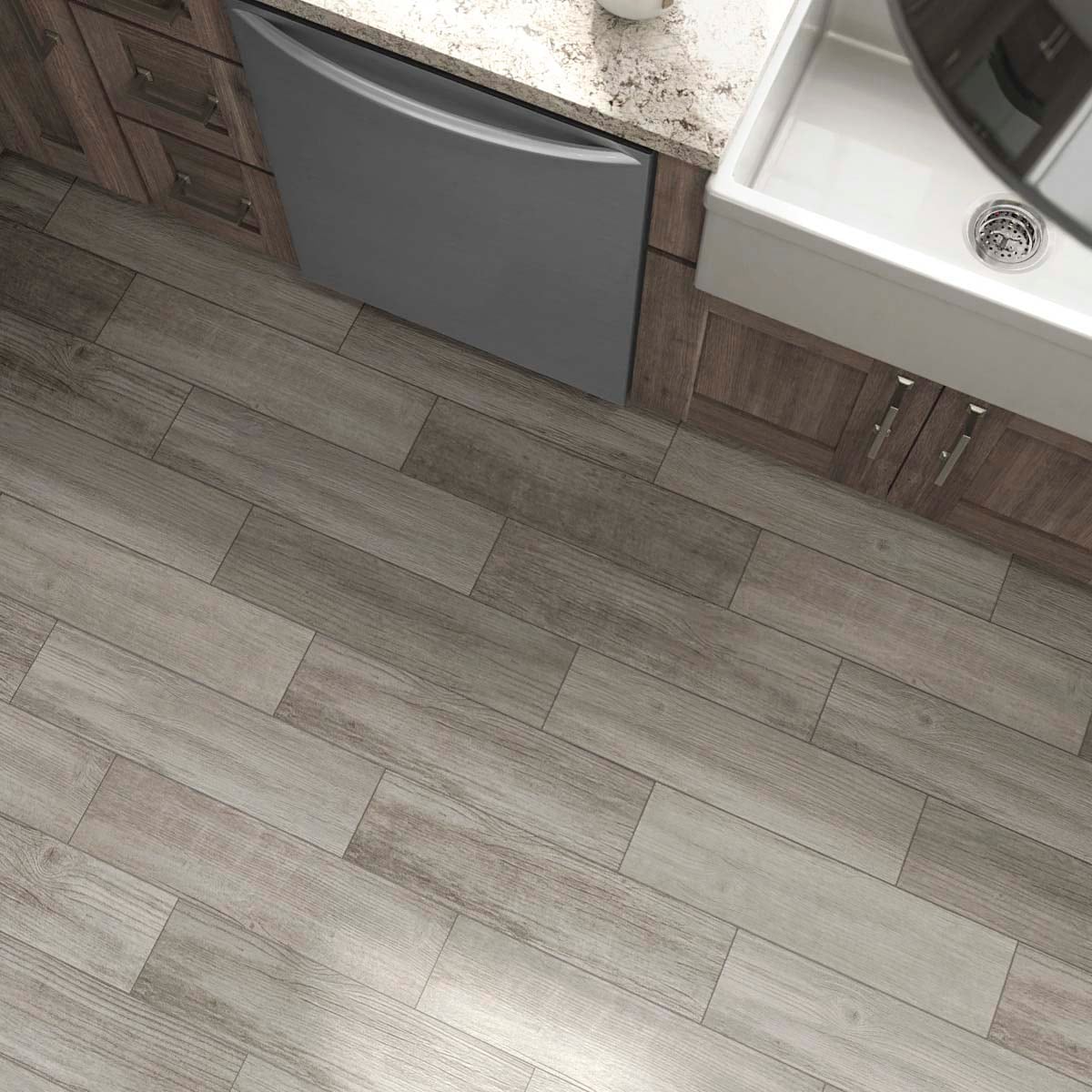 Wallpaper Flooring - Reclaimed Wood Floor - Grey 1:24 Scale 2815H