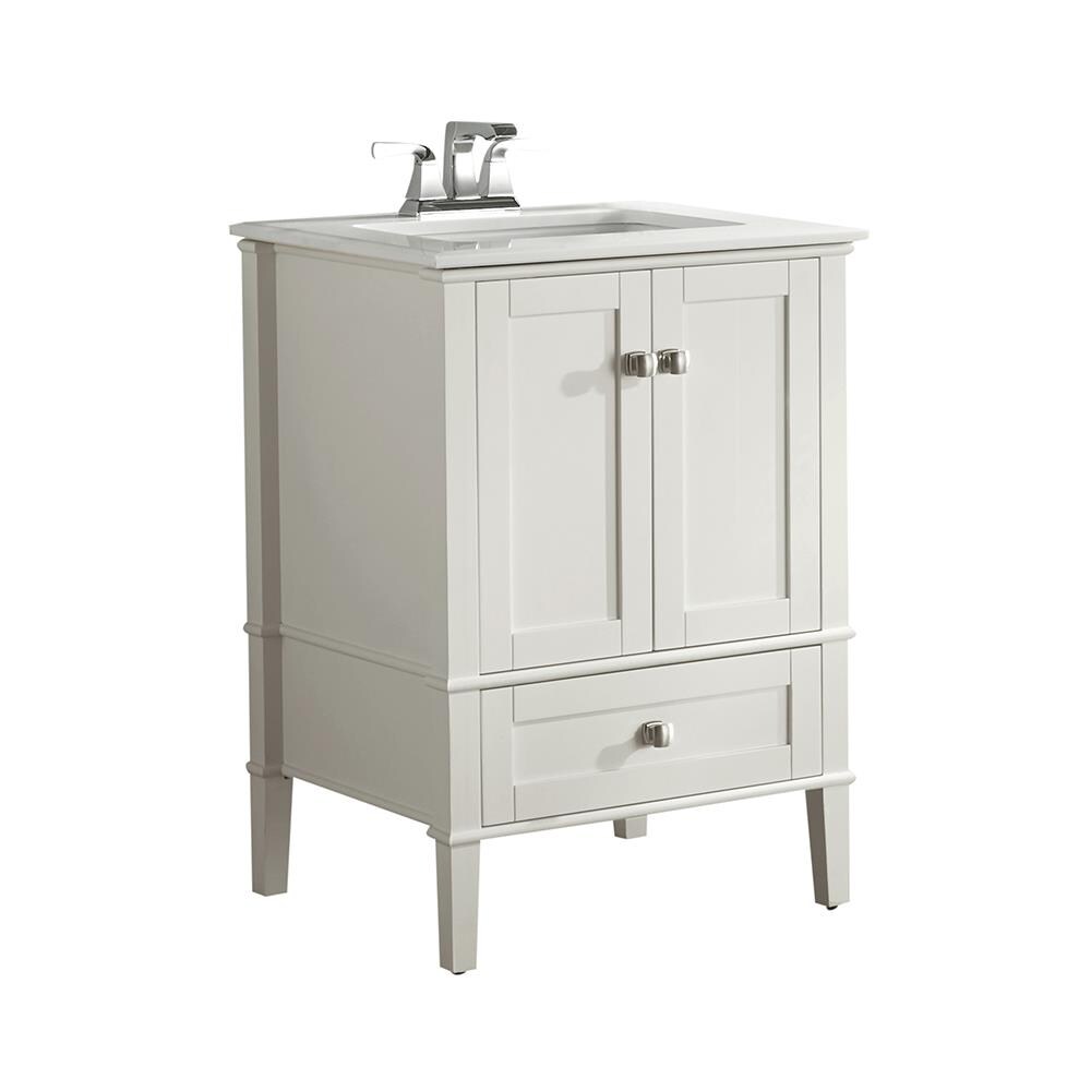 Simpli Home NL-HHV029-24-2A Chelsea 24-in White Undermount Single Sink Bathroom Vanity with White Top