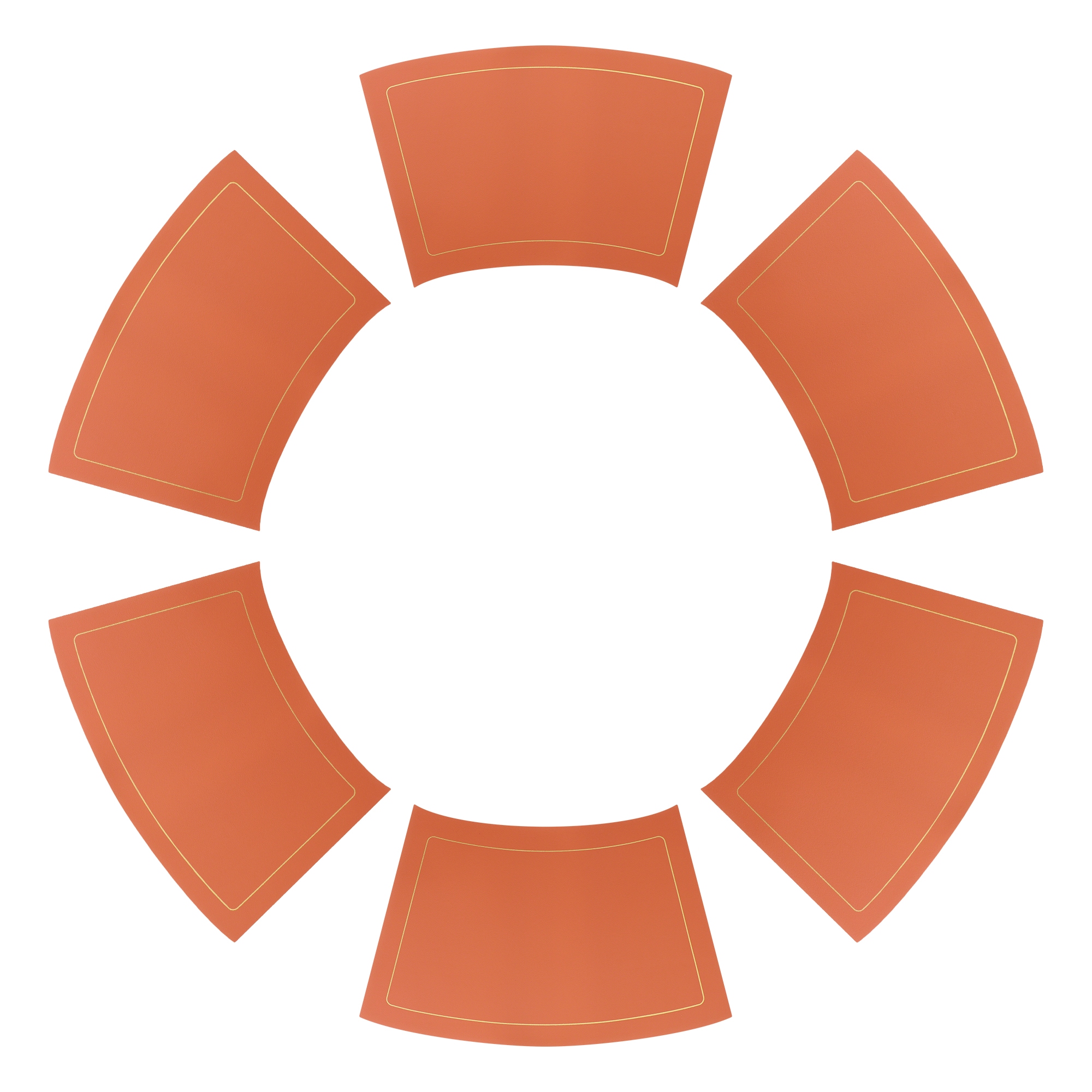 Unique Bargains Round Table Placemats 6pcs Wedge Faux Leather Placemats Heat Resistant Round Table Mats Wipe Clean 20x12 inch Orange
