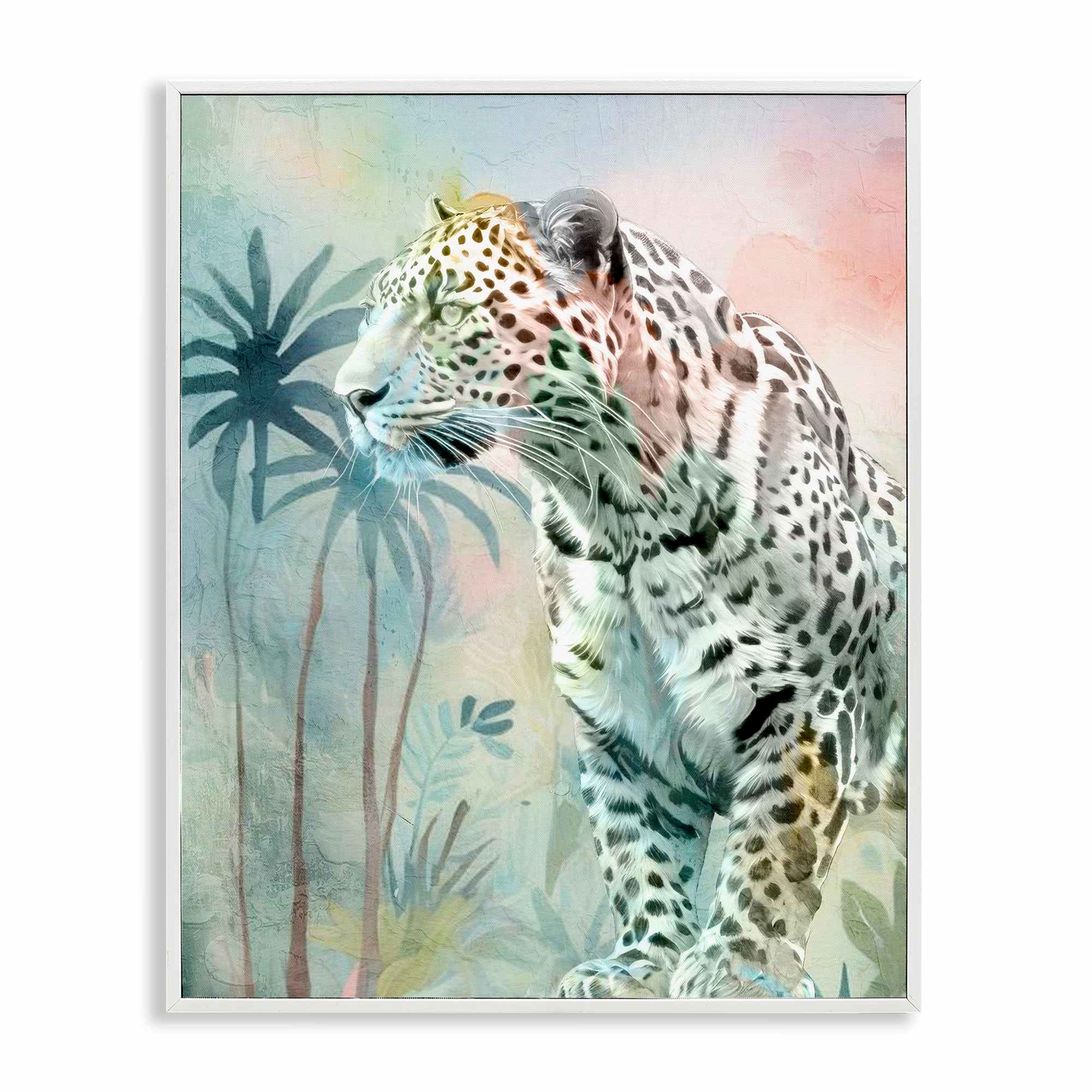 Stupell Industries BS-080-WFR-11X14 Gazing Jungle Leopard White Framed Giclee Art By Kim Allen 11 x 14
