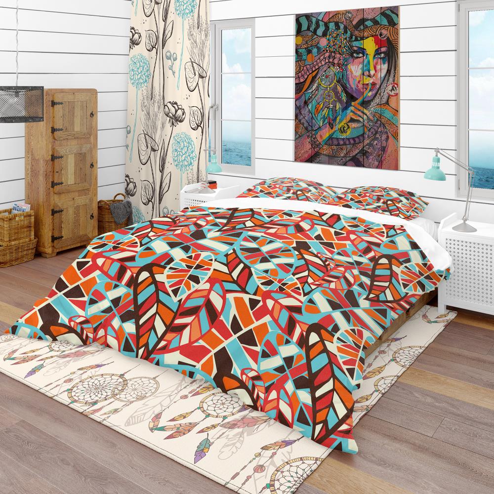 Designart BED18601-K 3-Piece Red King Duvet Cover Set
