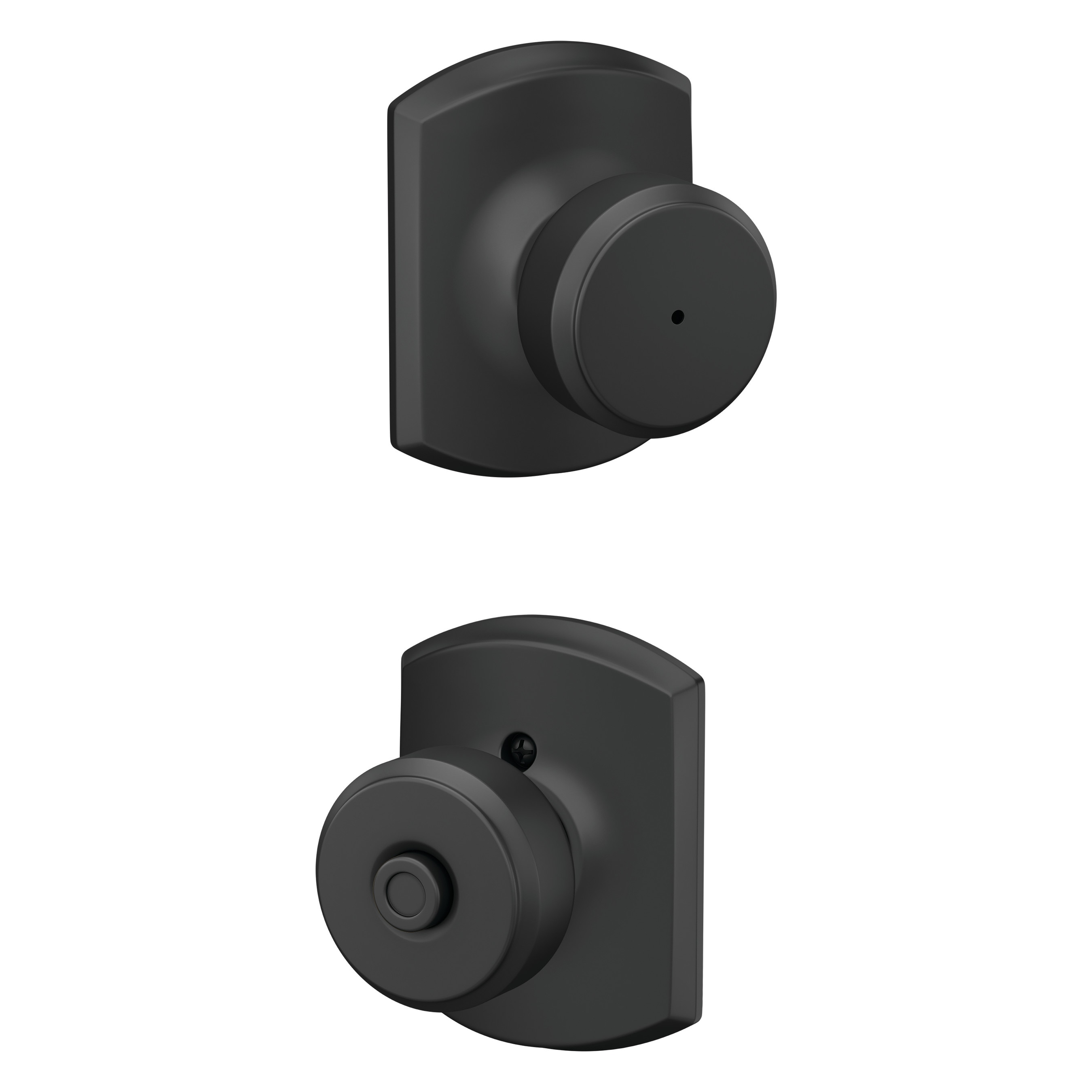 Schlage F40 BWE 622 GRW Bowery-Greenwich Matte Black Interior Bed/Bath Privacy door knob Single pack