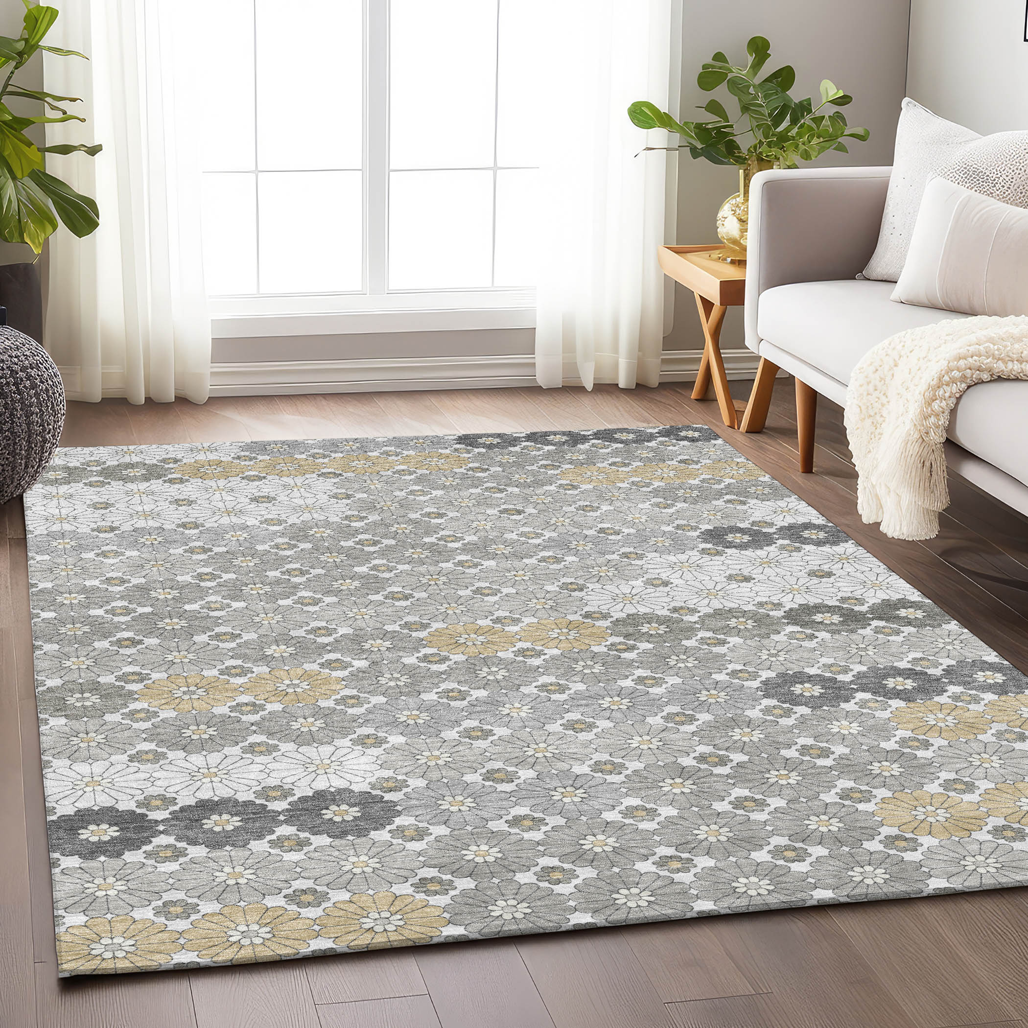 Addison Rugs ACN1678GY9X12 Chantille ACN1678GY 9 x 12 (ft) Loomed Polyester Gray Rectangular Indoor/Outdoor Machine washable Area rug