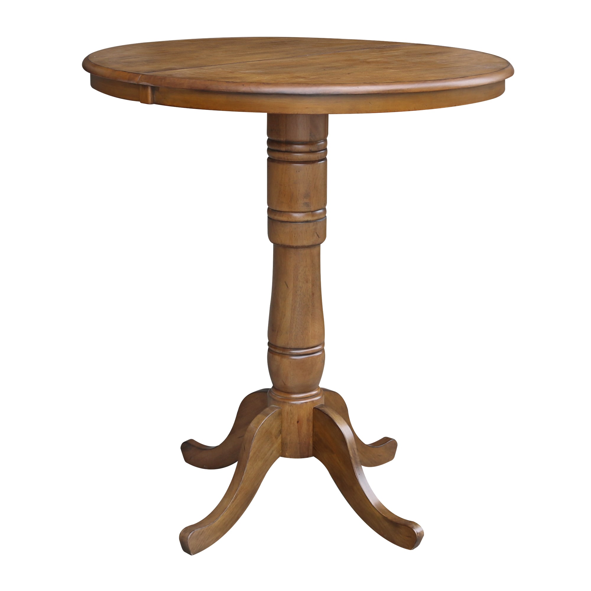 International Concepts K59-36RXT-6B-2 Pecan Round Traditional Extending Bar Table, Wood with Pecan Wood Pedestal Base 48-in L x 41.3-in H