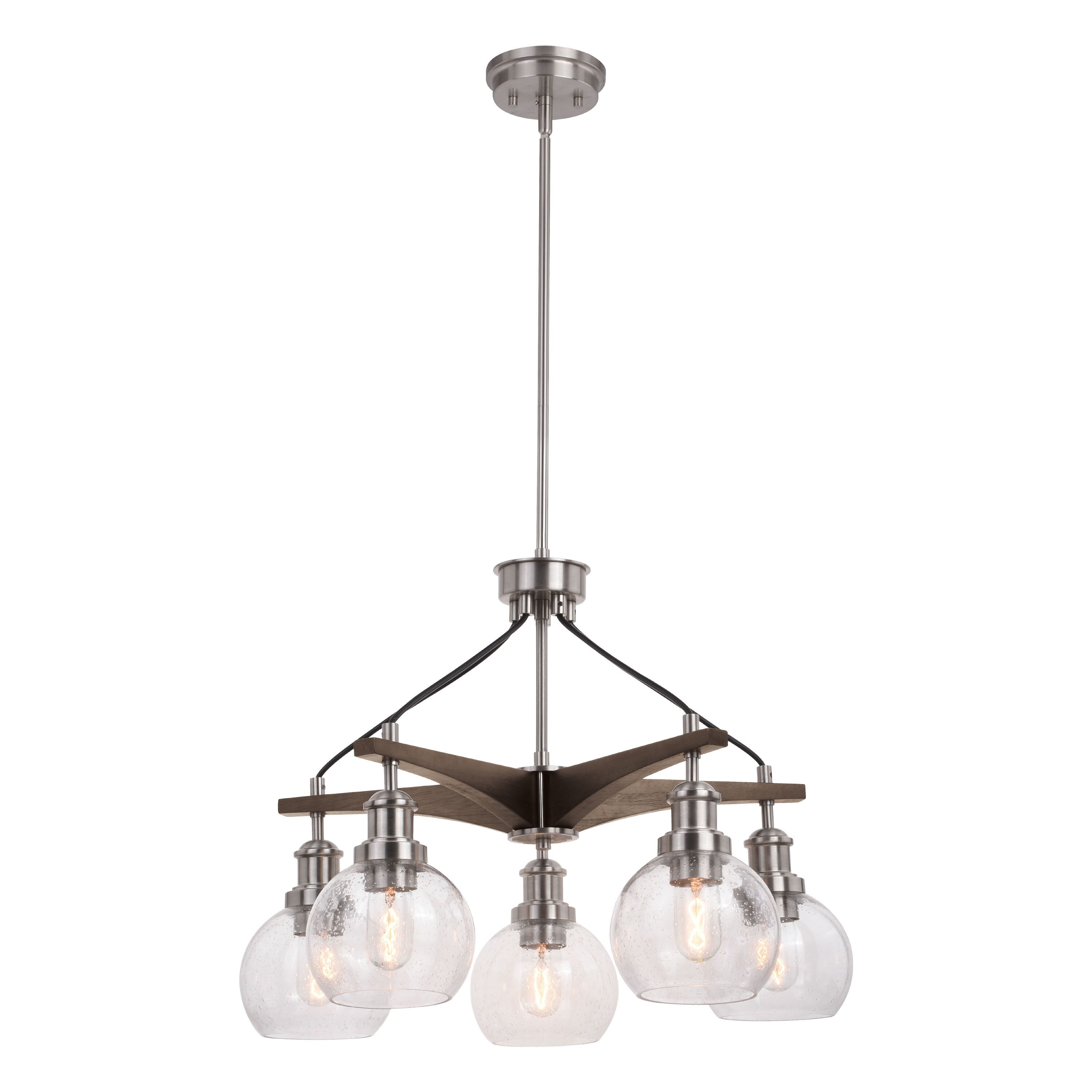 Satin Nickel 25'' Globe Chandelier with Dark Accents
