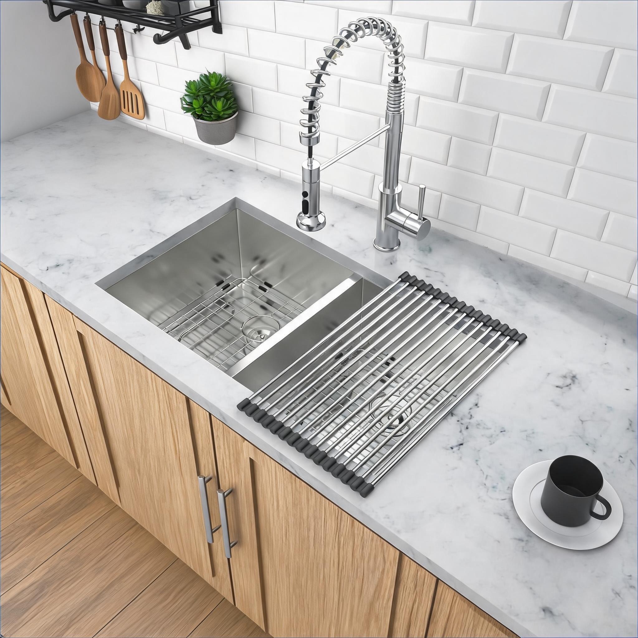 Watnature Brushed Nickel  Undermount 50/50 Double Bowl Kitchen Sink 16 Gauge 32 times 18 times 9 Inch Stainless Steel