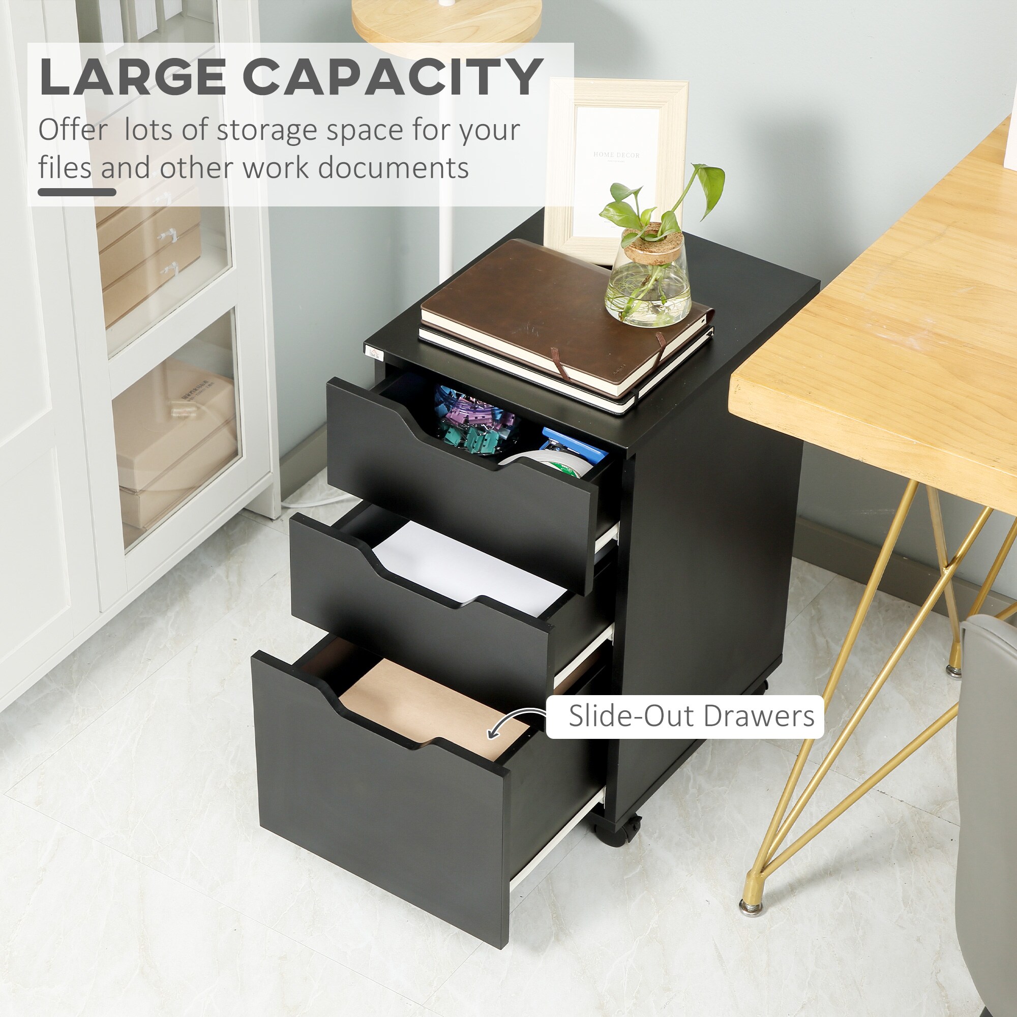 Flynama Brown Wood Grain 3-Drawer 15.75-in File Cabinet