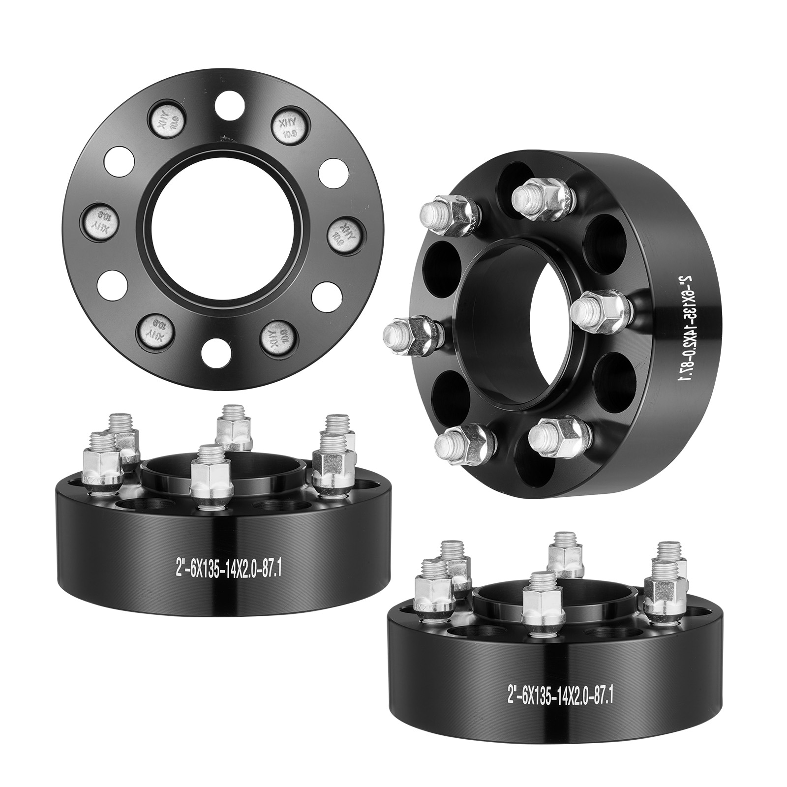 VEVOR Wheel Spacers  2in 6inx5.3in Wheel Adapters  6 Lug Forged Spacer  87.1 mm Bore Hubcentric M14 x2 Studs Spacers  Fit for Ford  Expedition  F150  Lincoln Navigator  4 PCS Black