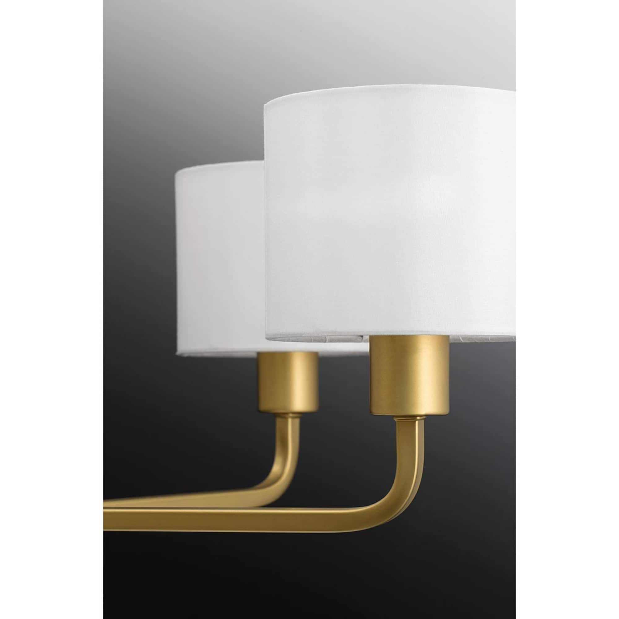 Palacio Vintage Gold Chandelier with White Silk Shades