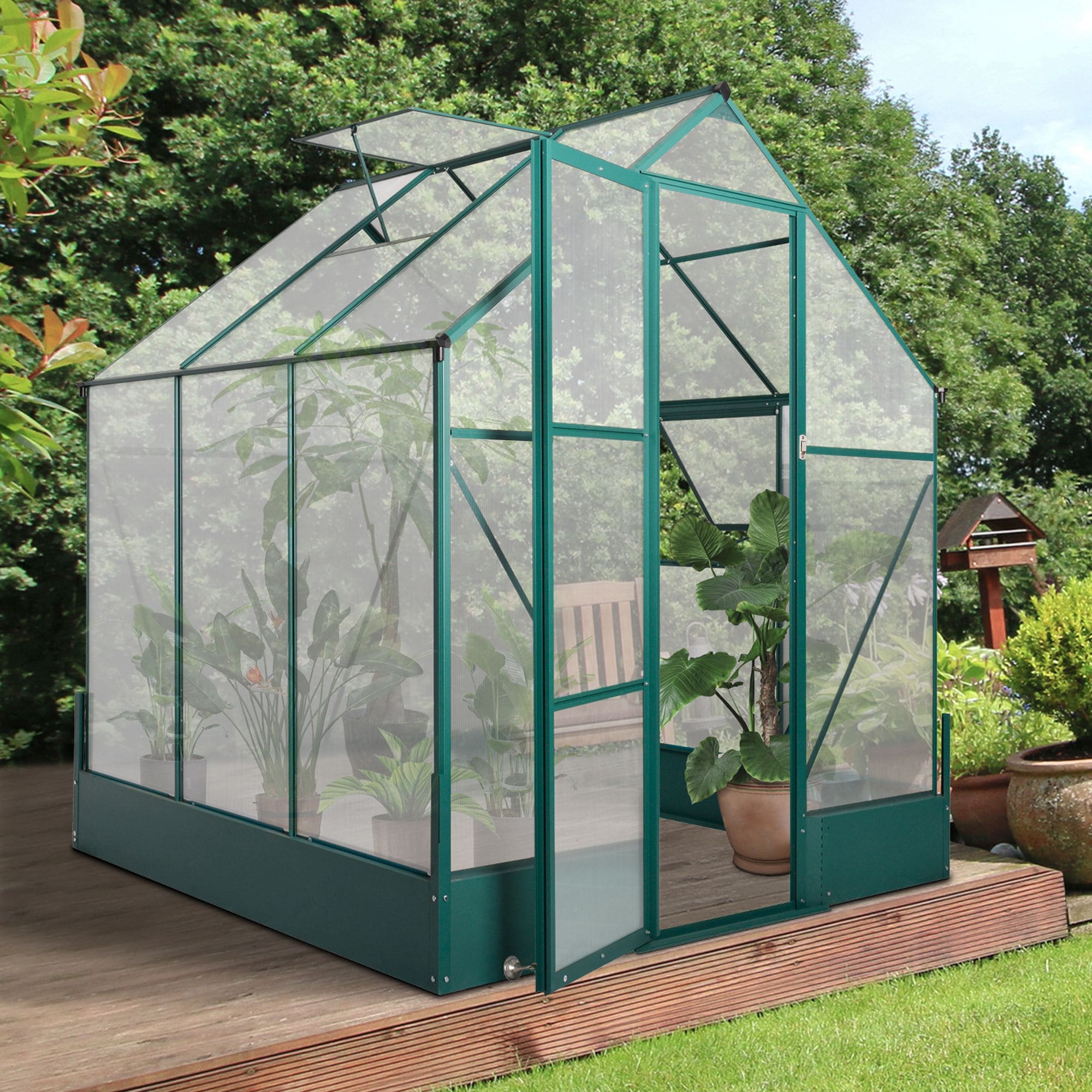 Outsunny 6-ft L x 6-ft W x 7-ft H Green Greenhouse in the Greenhouses ...