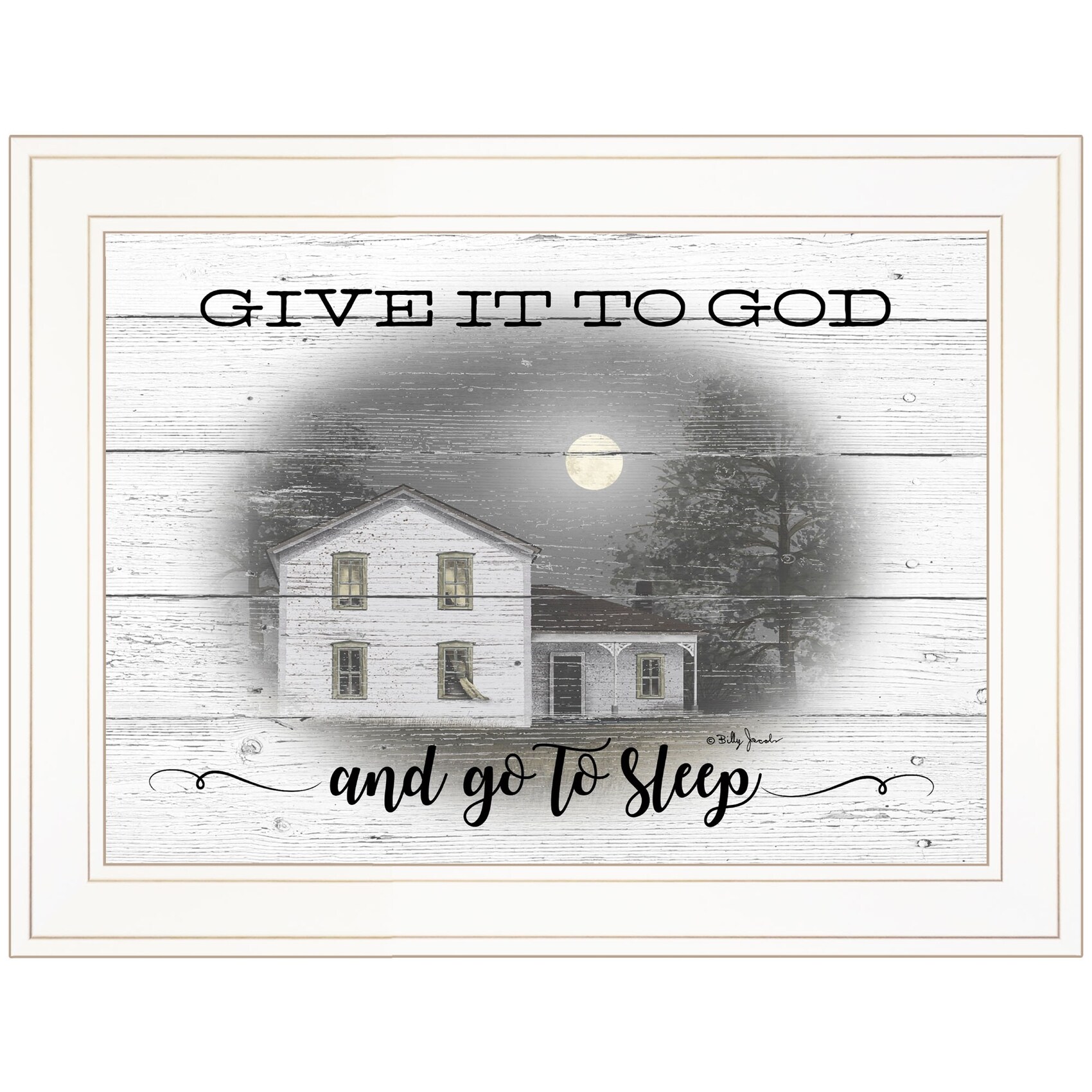 HomeRoots 4000406347 Give it to God 1 White Wood Framed 15-in H x 19-in W Landscape Paper Print