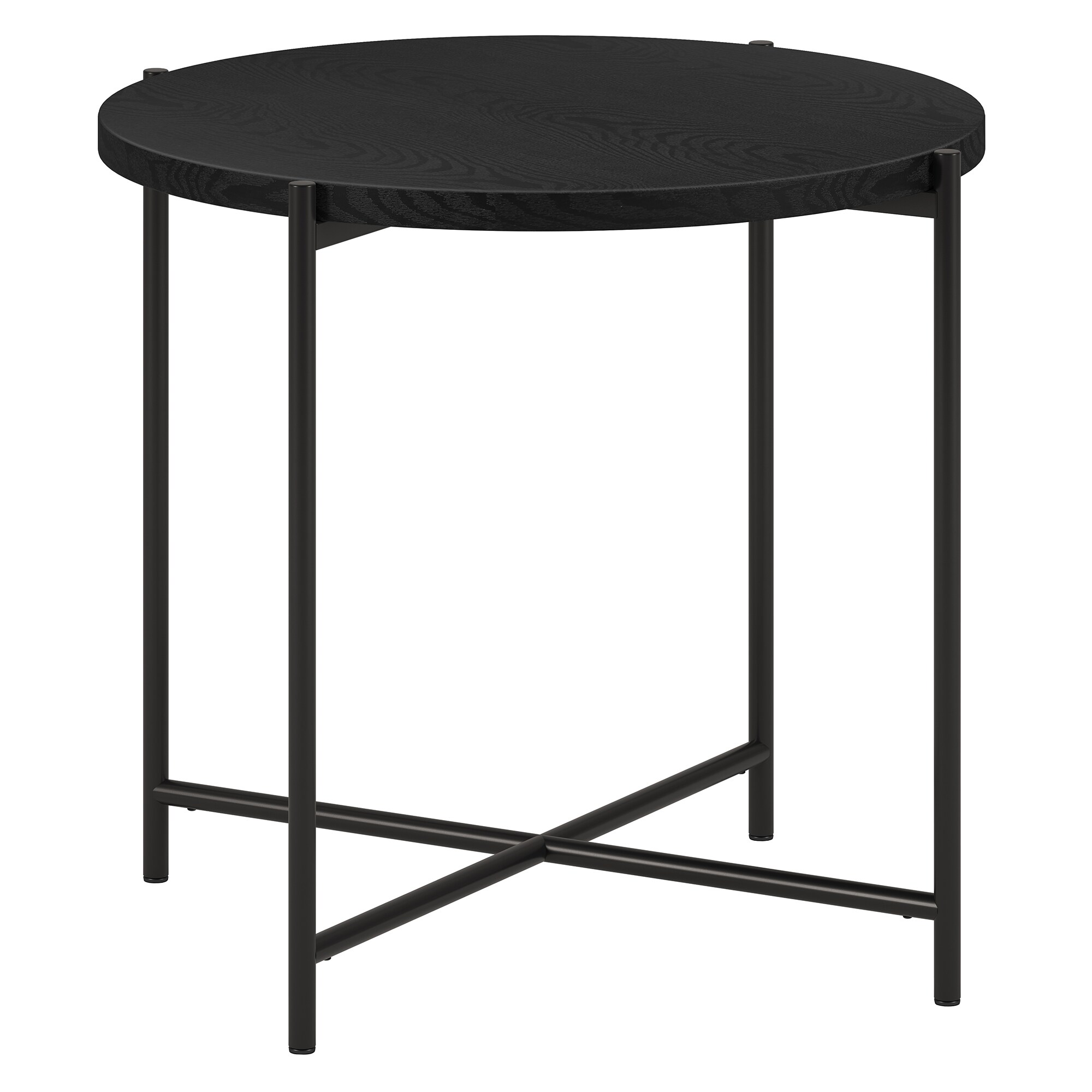 Hailey Home ST1791 Loretta 23.63-Inches W x 22-Inches H Blackened Bronze/Black Grain Composite Round Modern End Table Assembly Required