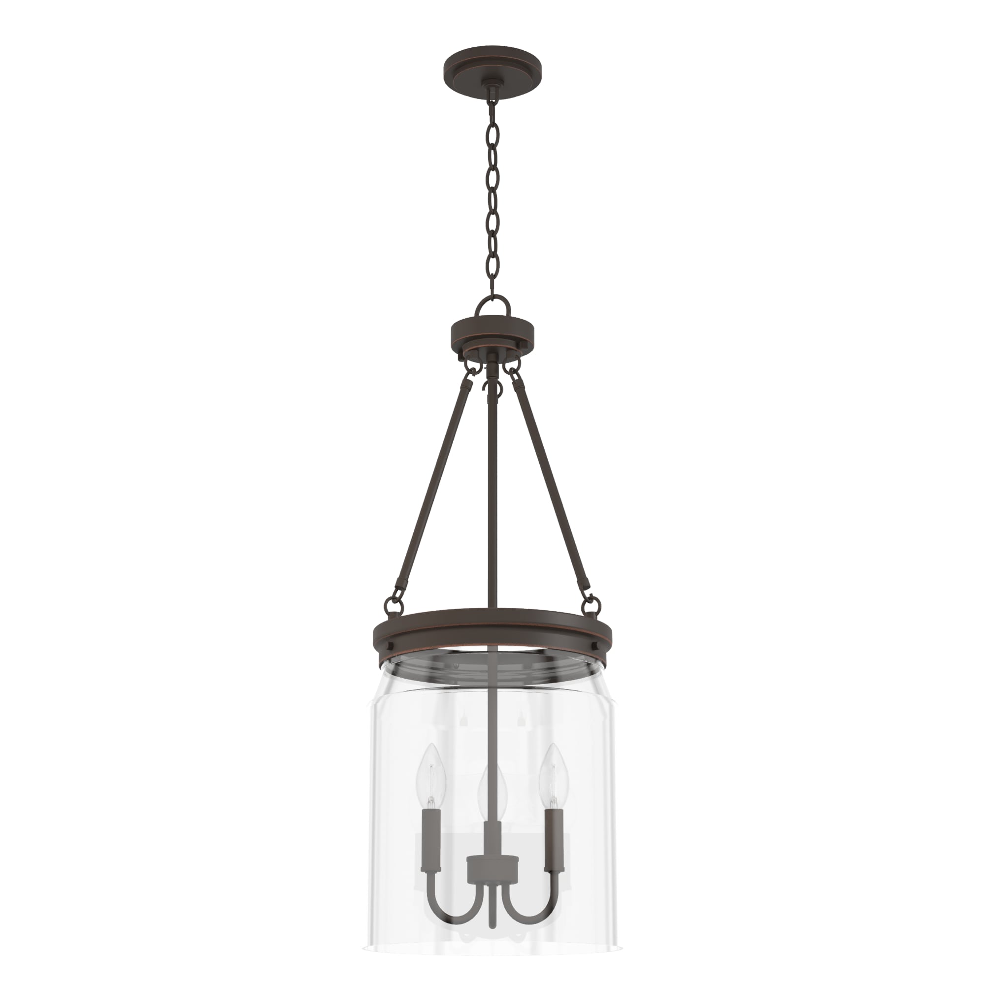 Hunter 19153 Devon Park 3 -Light Onyx Bengal Transitional Clear glass Urn Medium Hanging Pendant light