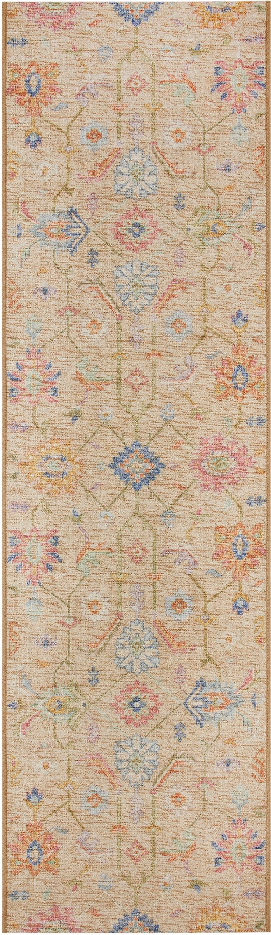allen + roth 30604 Persian Runner 2 x 7 (ft) Polyester Catalina Multi Rectangular Indoor Floral/Botanical Persian Machine washable Runner rug