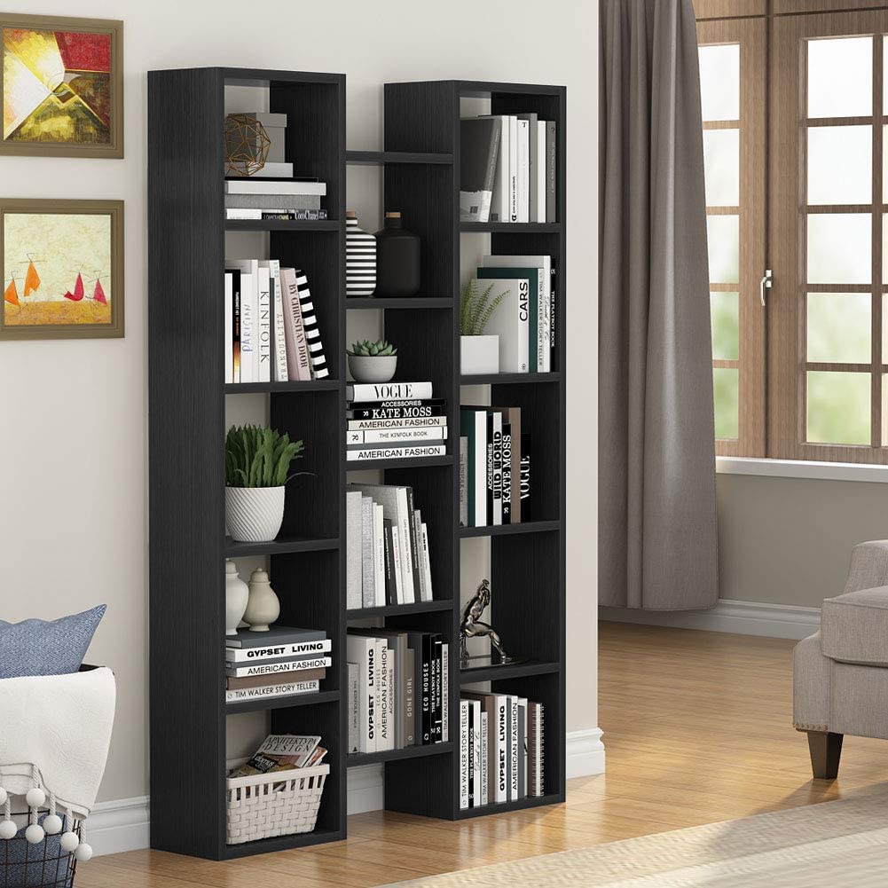 Bookshelf, Tall Bookcase Shelf Storage Organizer, Modern Book Shelf for  Bedroom, Living Room and Home Office, Black - China Bookshelf, Bookcase