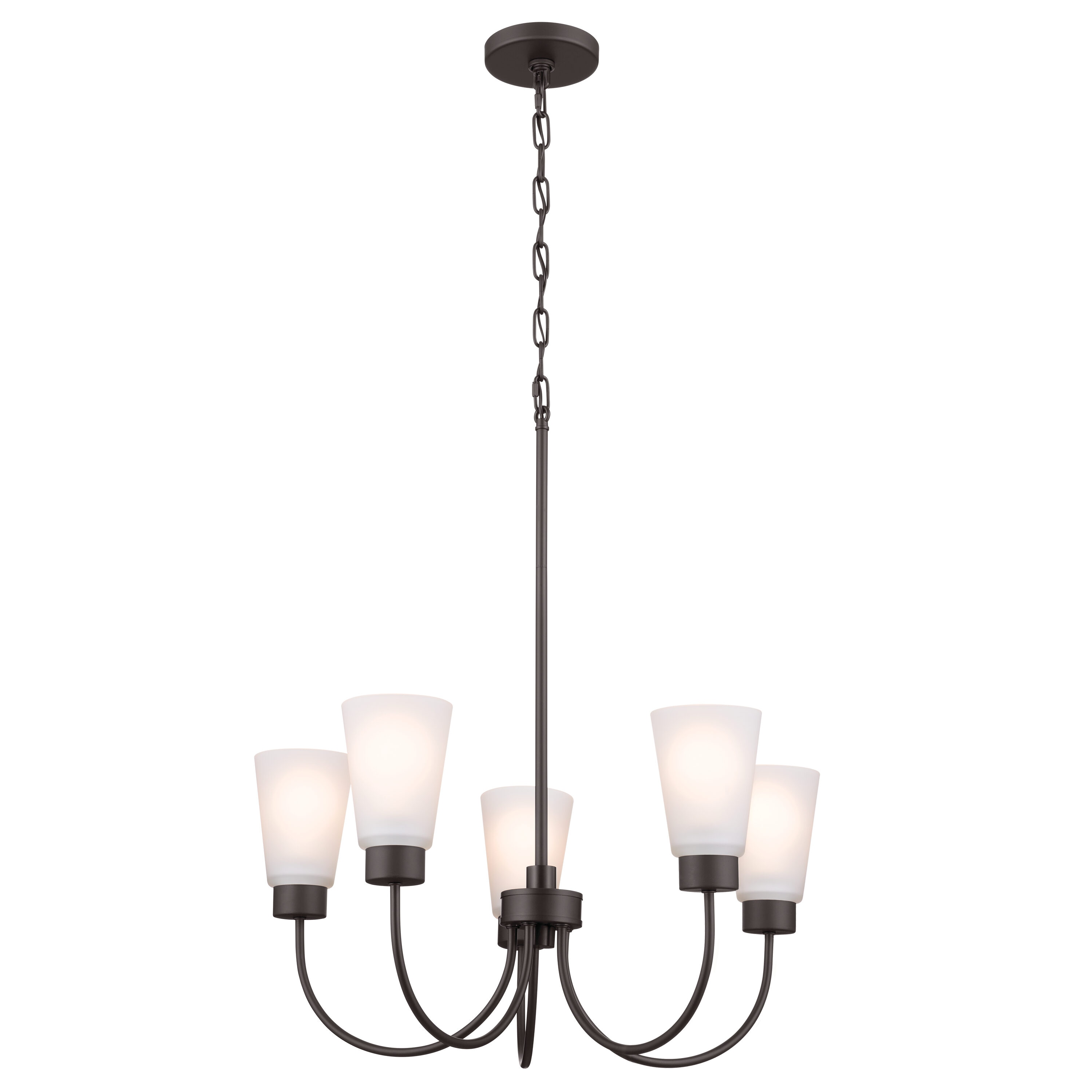 Erma 24" Olde Bronze Chandelier with White Horn Shades