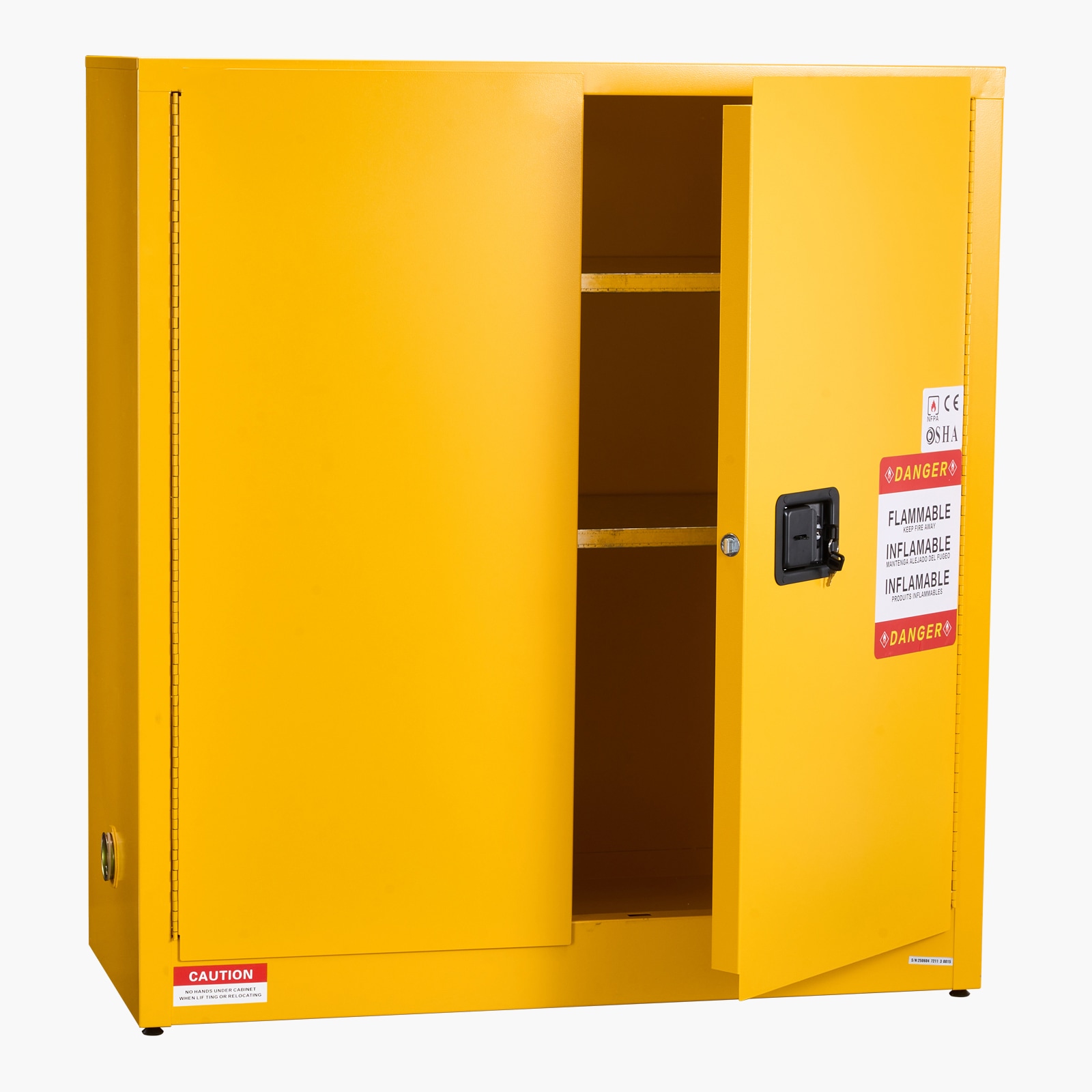 VEVOR Flammable Cabinet 43.0 x 18.1 x 46.4 Inch 29 Gallon Flammable Storage Cabinet with Adjustable Shelf Cold-Rolled and Galvanized Steel Fire Cabinets for Commercial Industrial Home Use Yellow