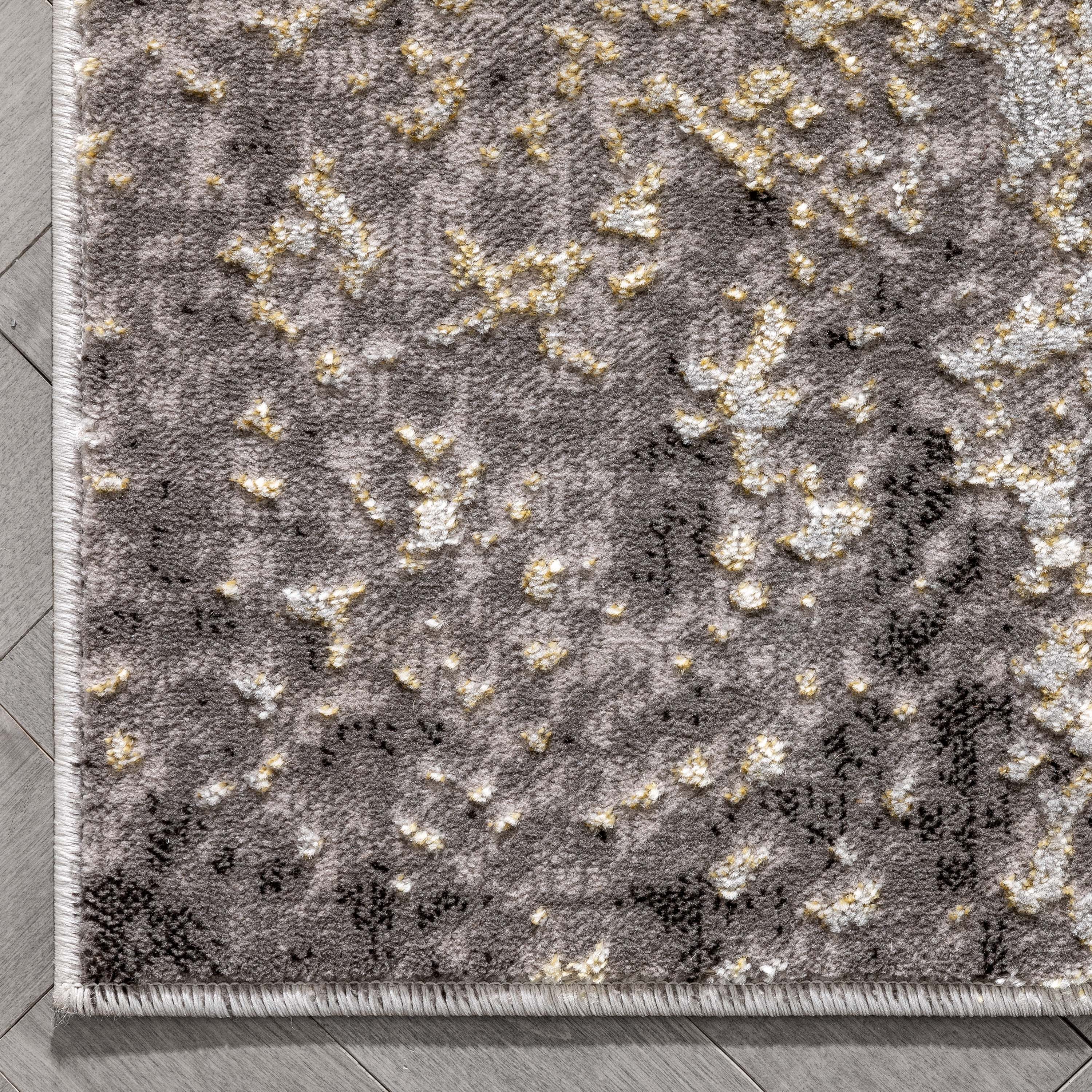 Modern Abstract Geometric 5' x 7' Gray Synthetic Area Rug
