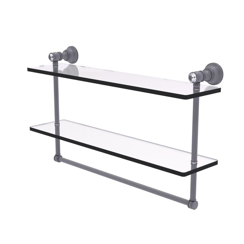Allied Brass CC-2-TB-22-GYM Carolina Crystal Matte Gray 2 -Tier Wall mount Bathroom Shelf ( 22-in x 9.5-in x 5-in )
