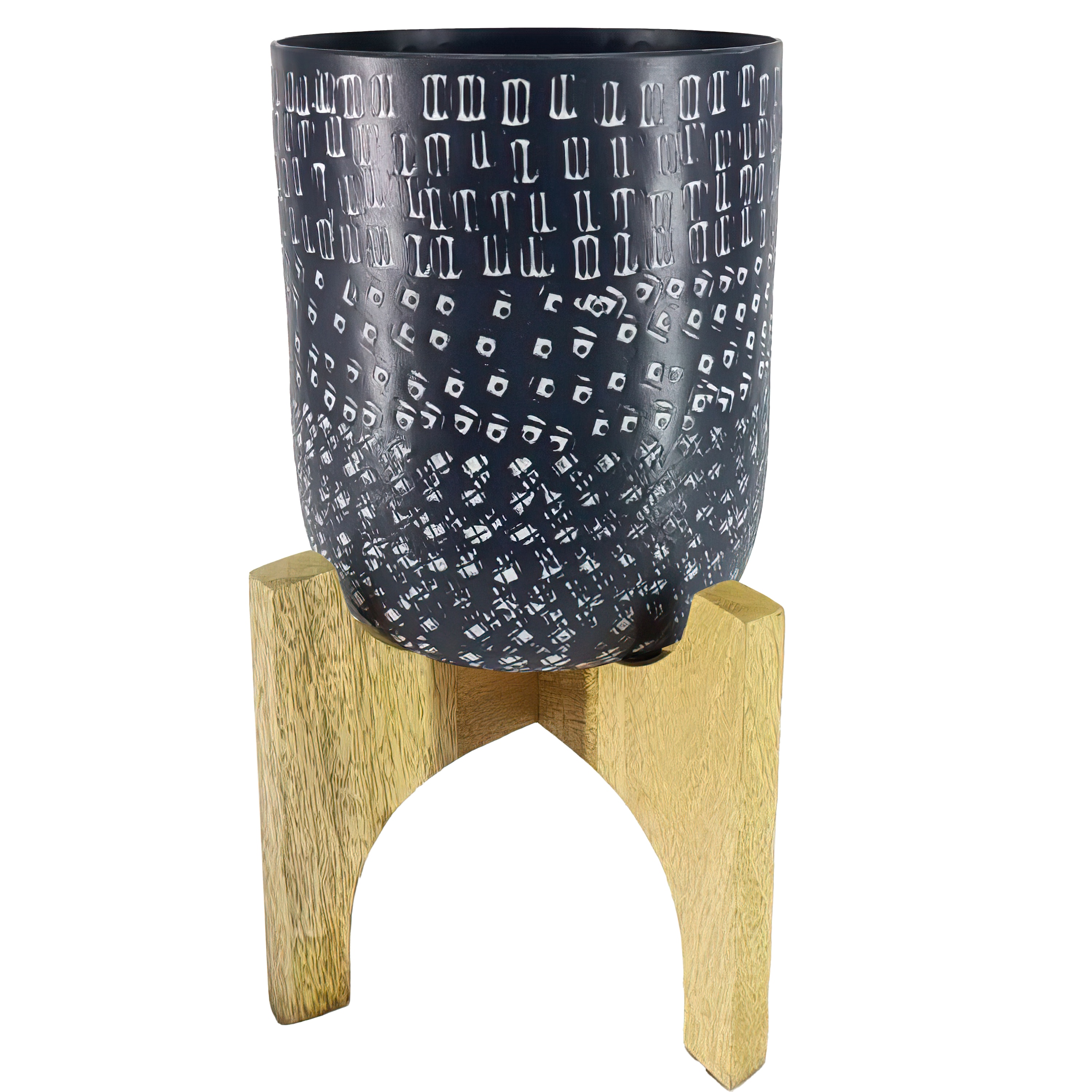Siavonce XH31796 8.0-in W x 11-in H x 8-in D Blue Metal Indoor/Outdoor Planter