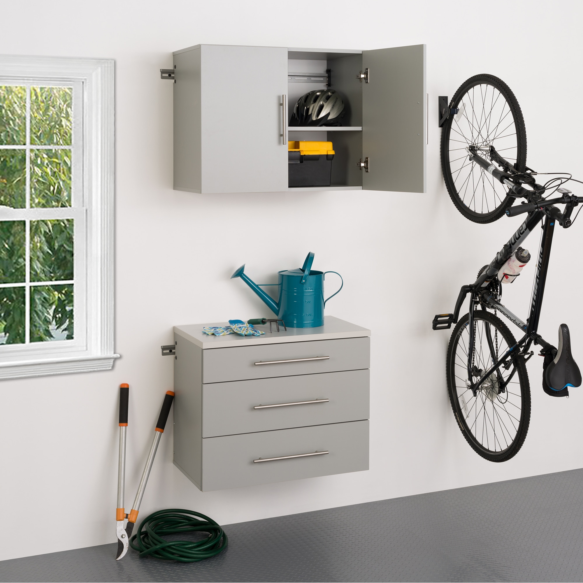 Prepac HangUps 30-in W x 72-in H Wood Composite Light Gray Wall-mount Utility Storage Cabinet