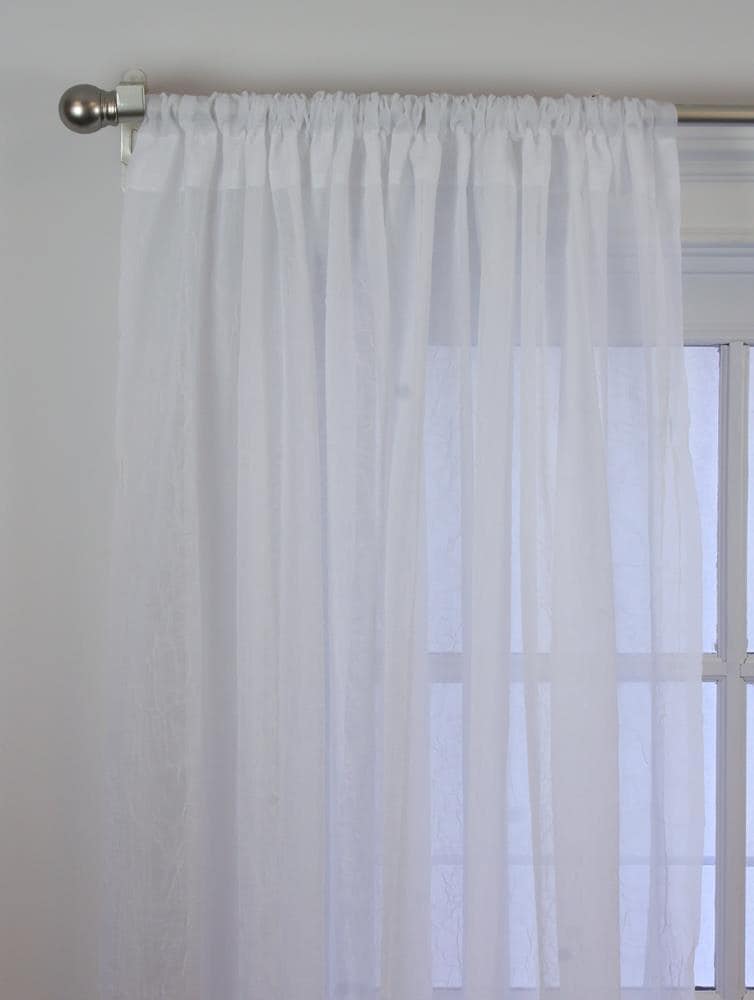 Style Selections 84-in White Sheer Rod Pocket Single Curtain Panel in ...