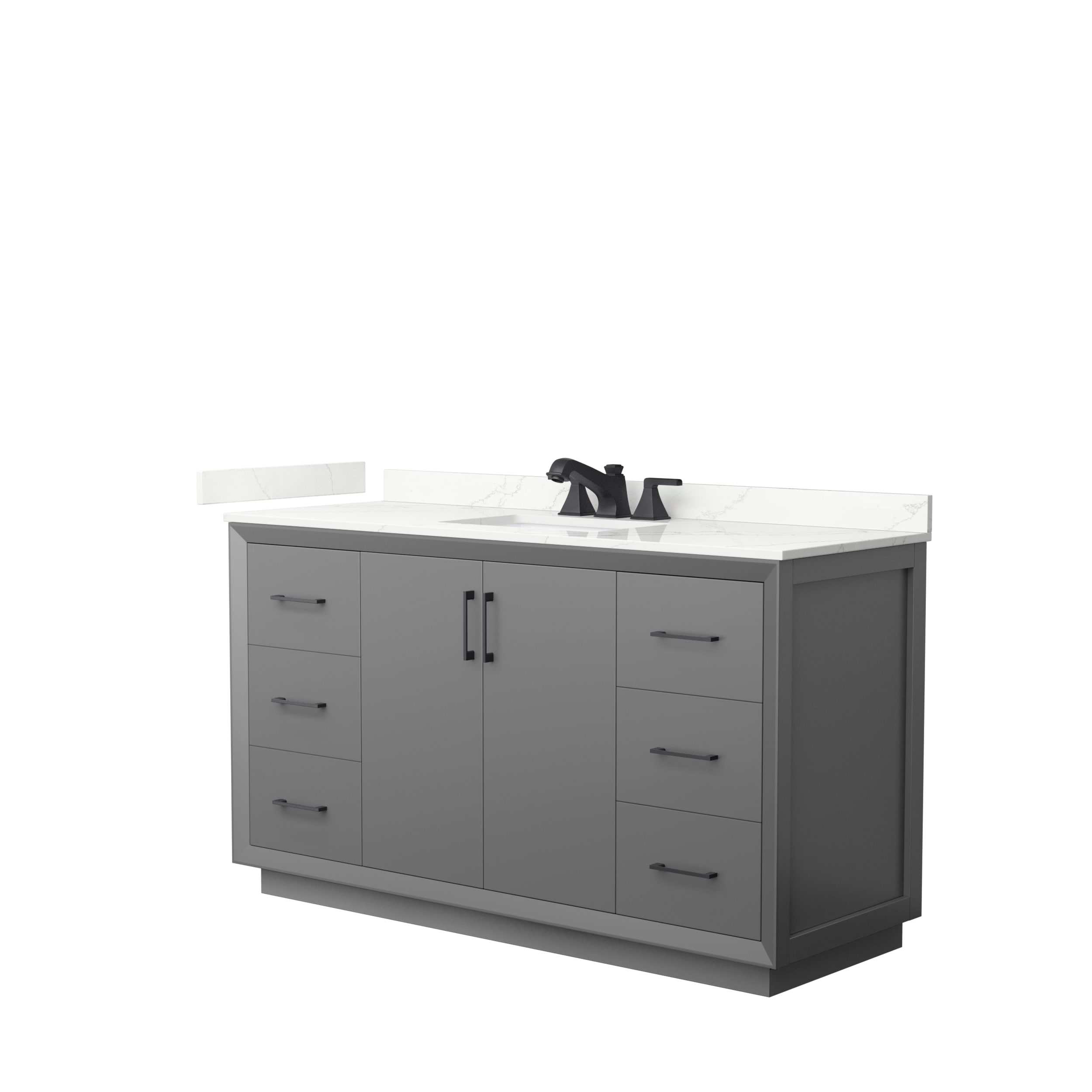 Wyndham Collection WCF414160SGBGTUS3MXX Strada 60-in Dark Gray Undermount Single Sink Bathroom Vanity with Giotto Quartz Top