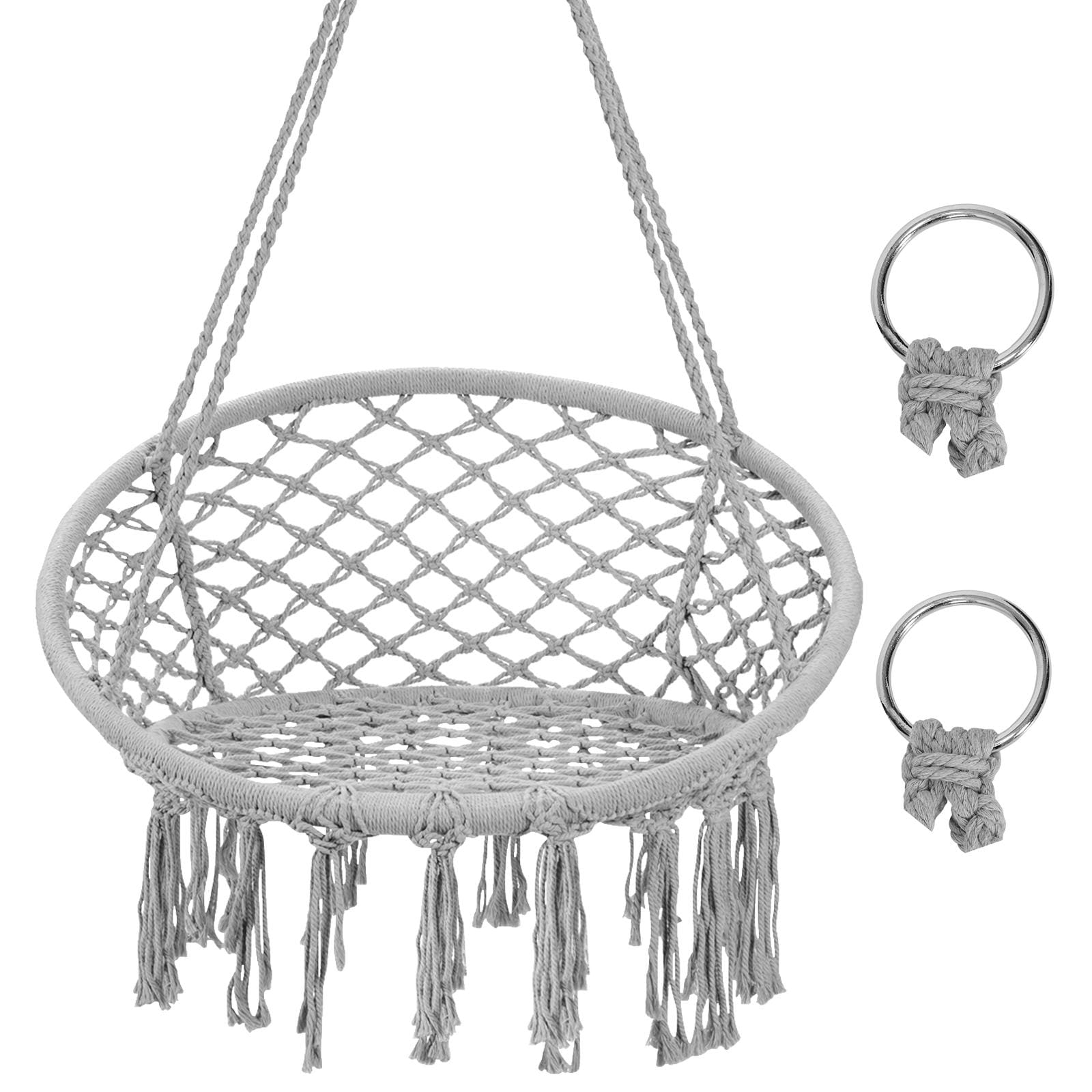 Clihome CL-HS-63846 Hammock Chair Gray Rope Hammock