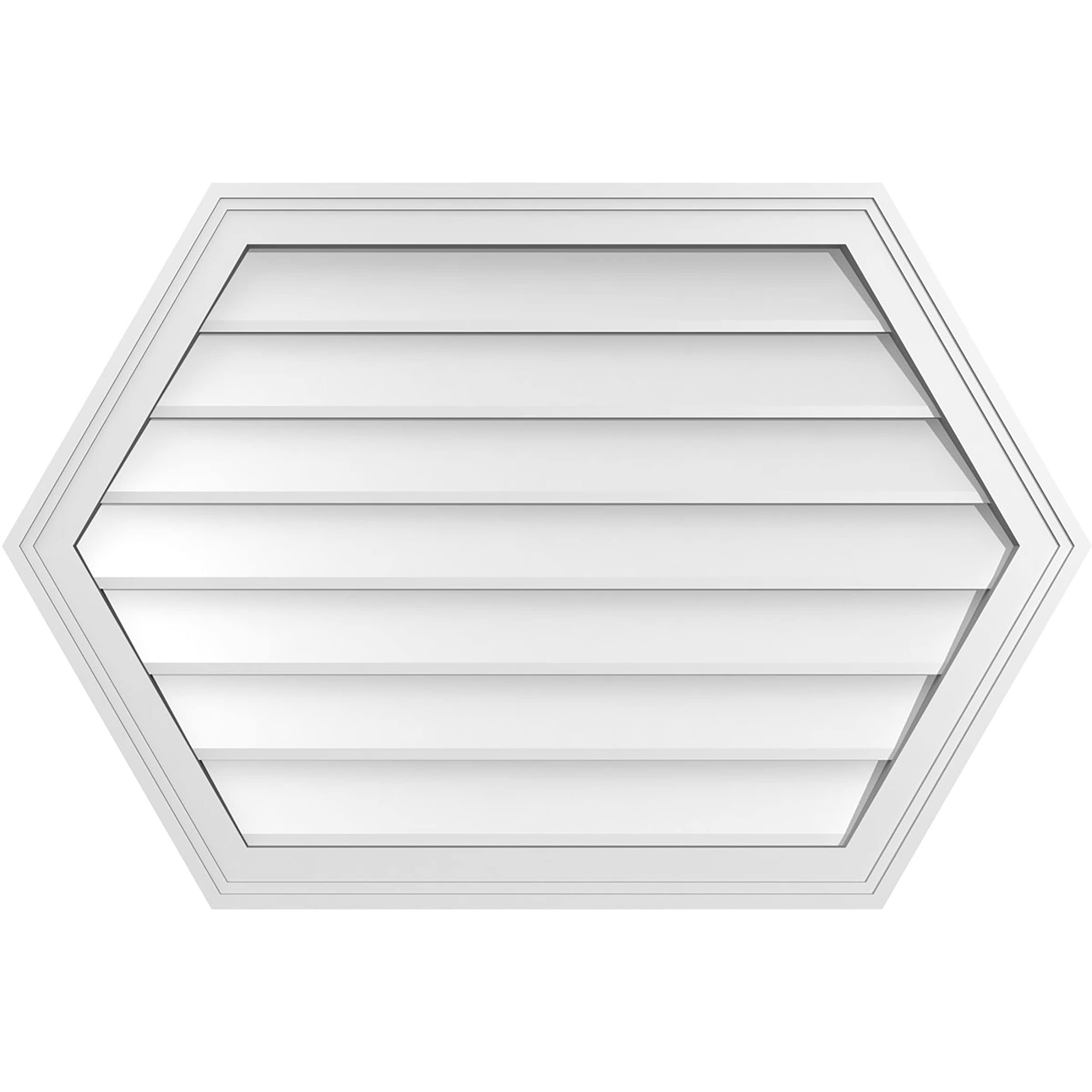 Ekena Millwork GVPHP36X2402SN 36-Inches x 24-Inches Off-white Peaked PVC Gable Louver Vent