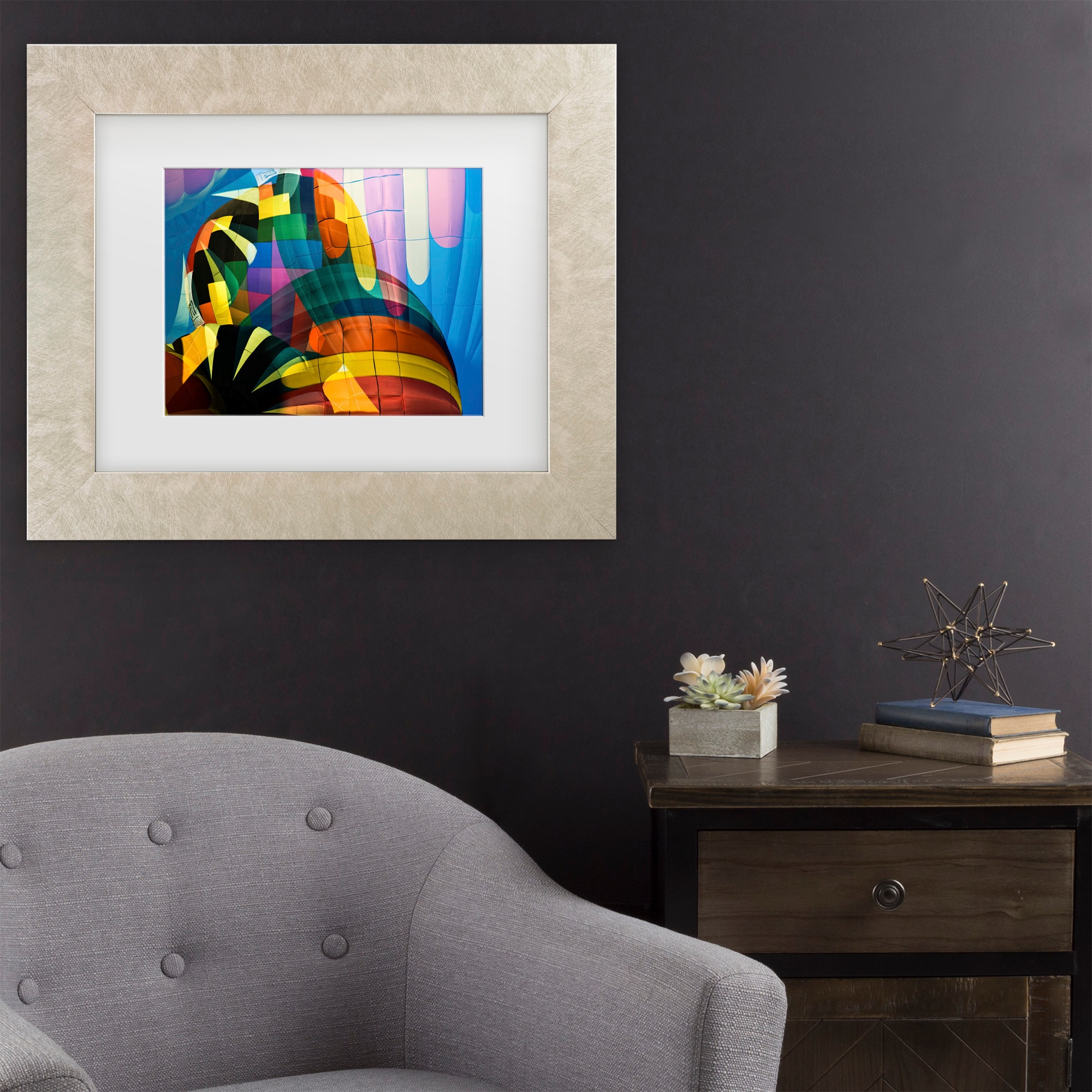 Trademark Fine Art 1X10272-C1620MF Hot Air Balloons Color Jerry Berry Champagne Frame Wood Framed 16-Inches H x 20-Inches W Modern Canvas Print