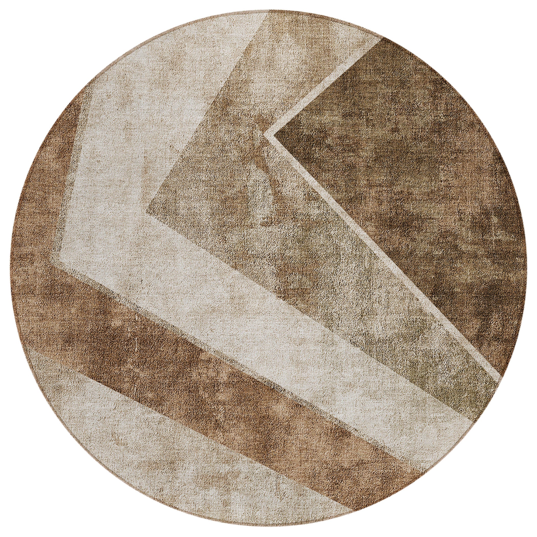 Addison Rugs ACN671BR8RO Chantille ACN671BR 8 x 8 (ft) Polyester Brown Round Indoor/Outdoor Geometric Machine washable Area rug