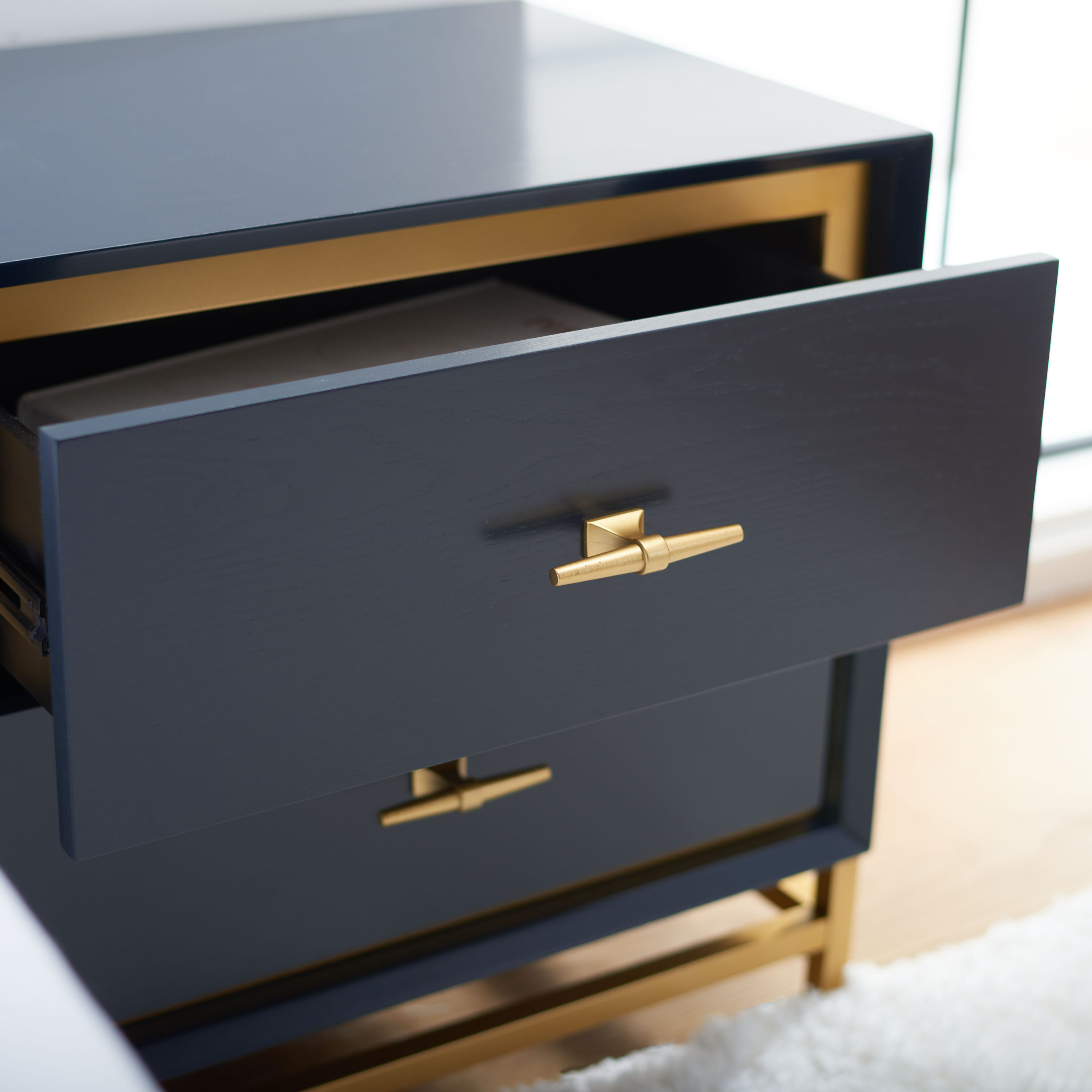 Fenno Artisanal Teal & Brass 2-Drawer Nightstand