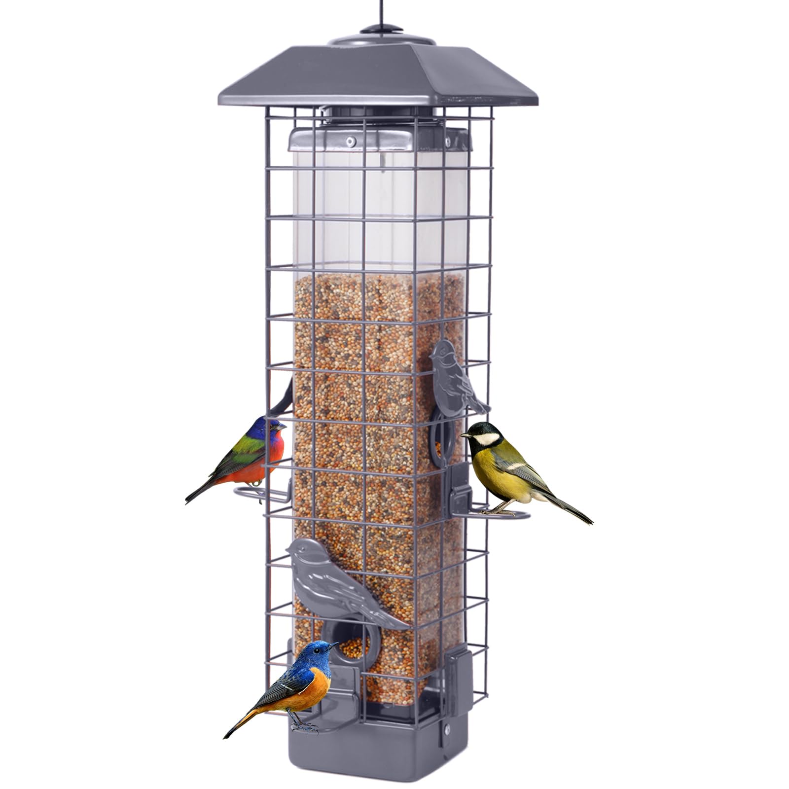Adrinfly -  Squirrel Proof Bird Feeder Metal Mesh Outdoor Hanging Large Capacity Holds 3 lbs Seed...