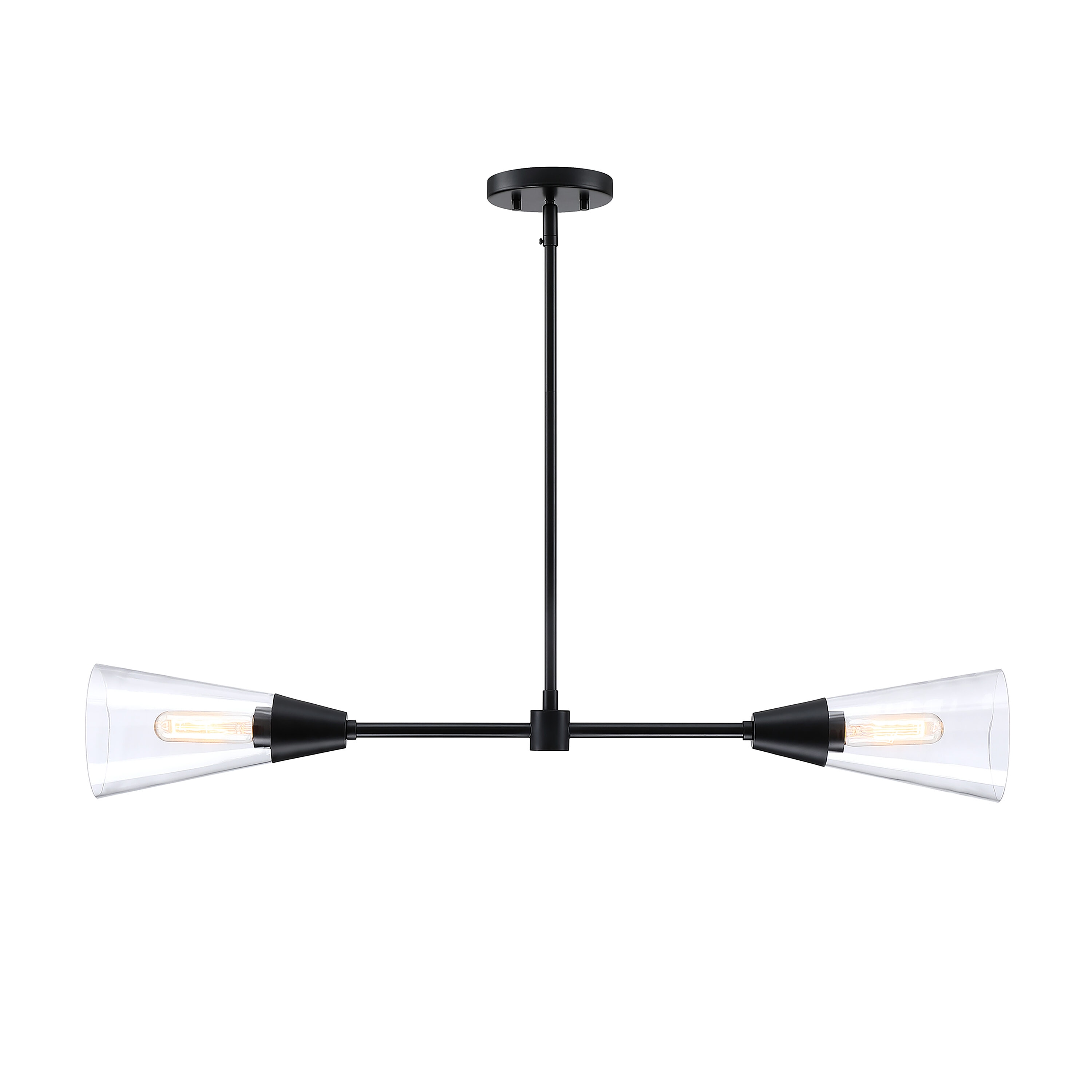 Norro Matte Black 36" Modern Glass Island Pendant