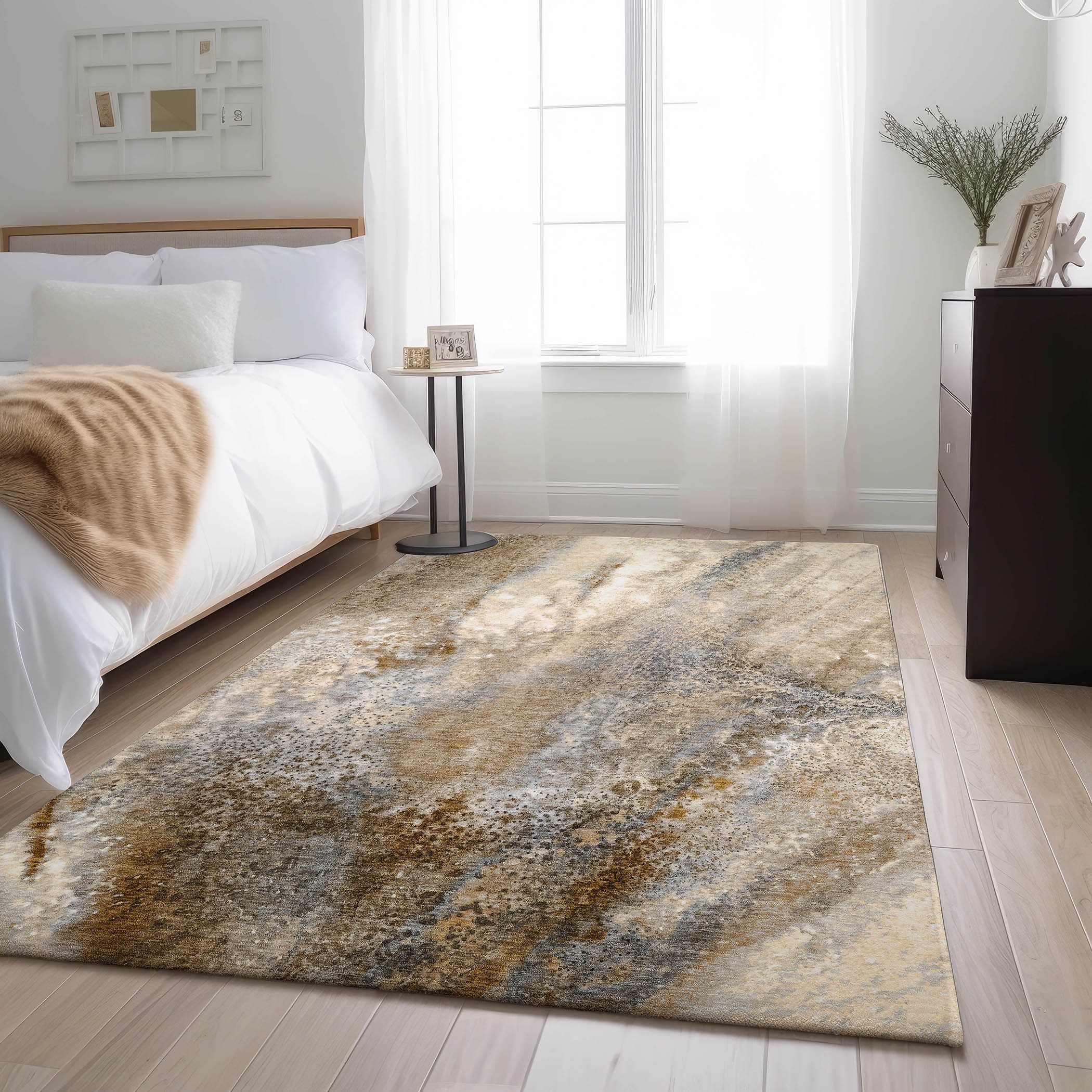 Addison Rugs AMF561DN8X10 Mayfield AMF561DN 8 x 10 (ft) Loomed Polyester Denim Rectangular Indoor Geometric Machine washable Area rug