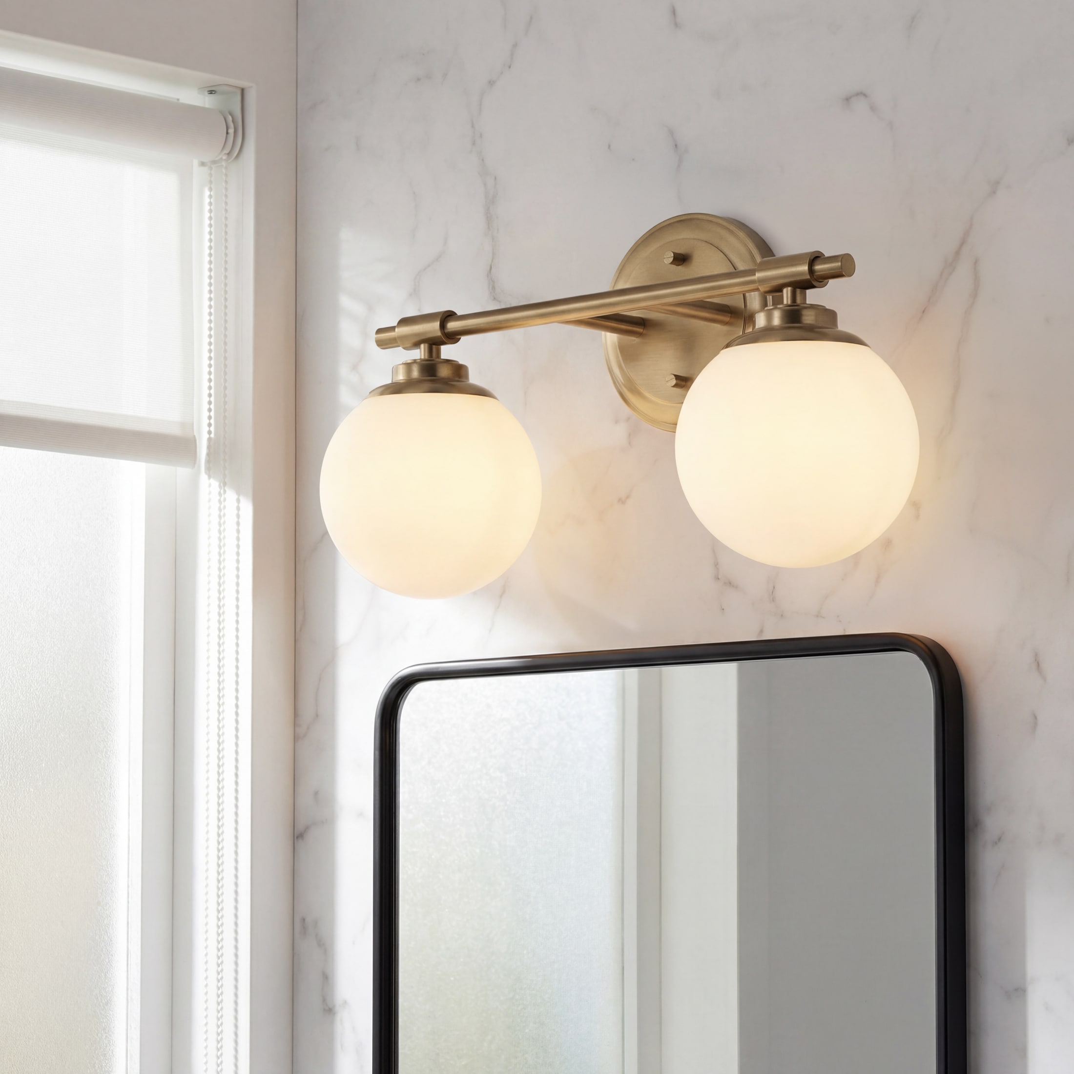 Kichler Benno 14.75-in 2 Light Brass Industrial Bathroom Vanity light