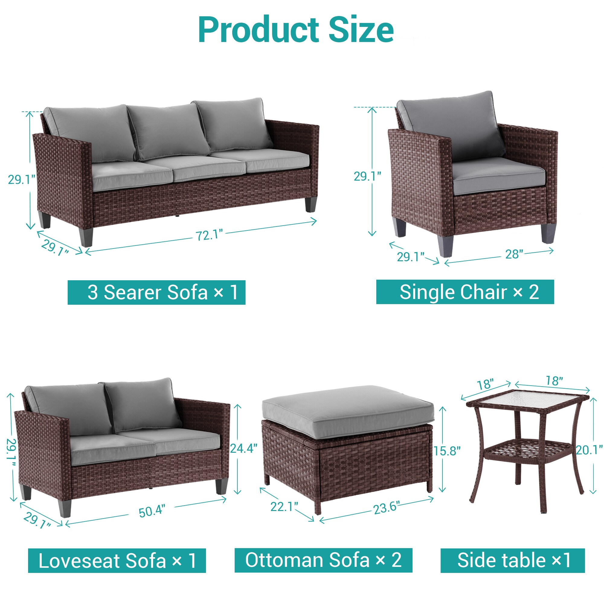ACEGOSES LW-115BGY-S3T2 Patio-Conversation-Sets - View #2