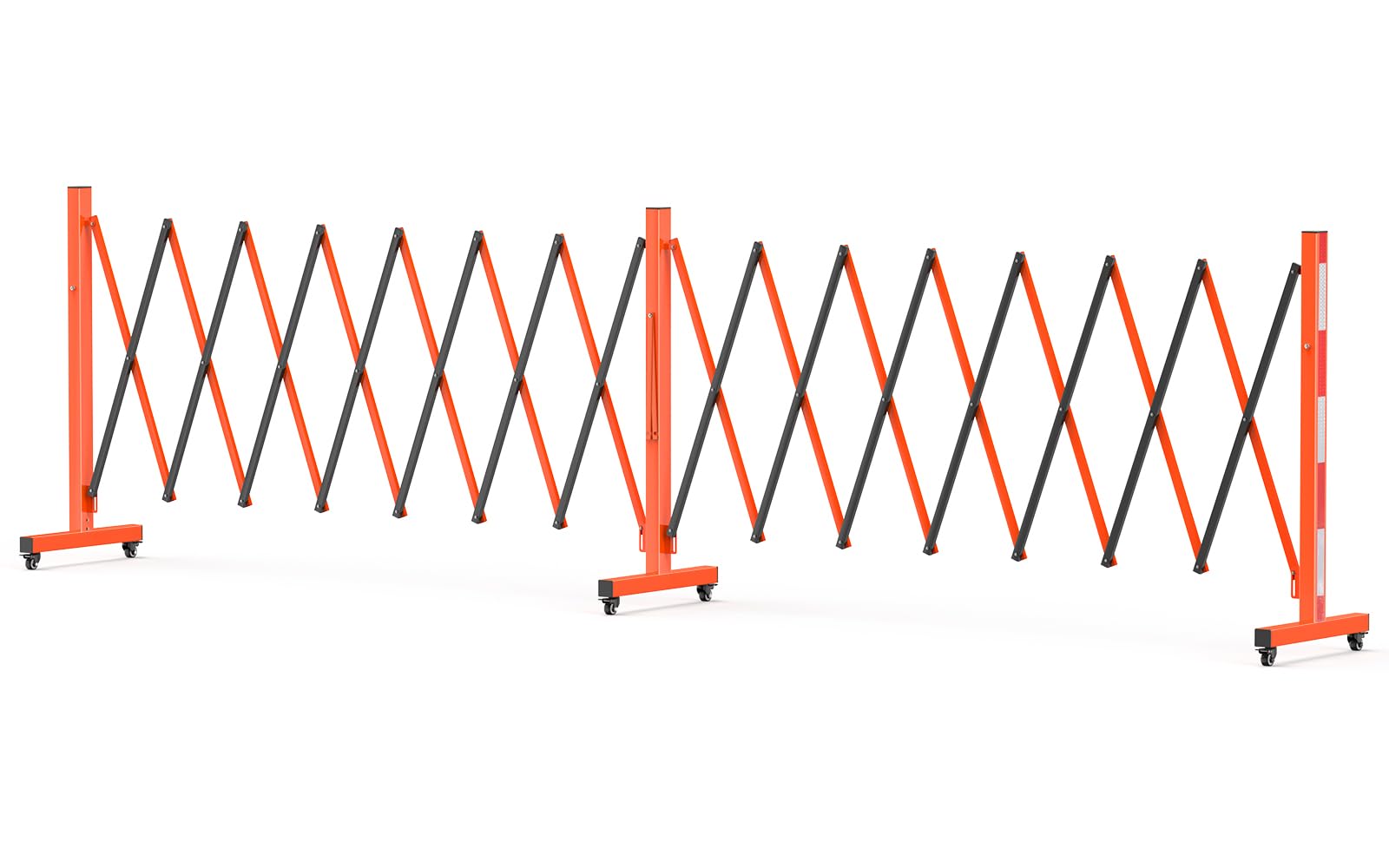 Garvee 16FT Adjustable Expandable Fence Gate/ Portable Folding Driveway Barricade with Reflective Stickers and 360 degrees Swivel Casters/ Heavy Duty Metal Outdoor Barrier for Yard Residential Use - Orange #BWB-7TK2G459