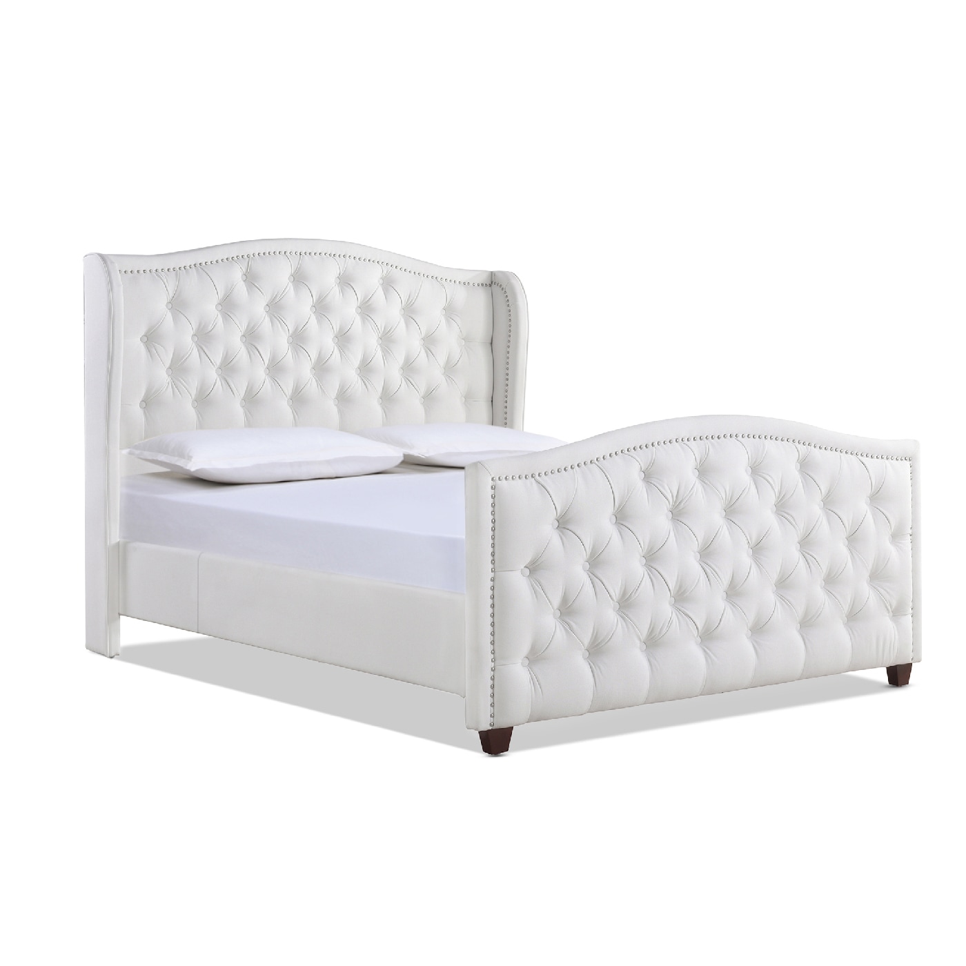 Jennifer Taylor Home 52130-3-974-2 Marcella Bright White Queen Upholstered Panel Bed
