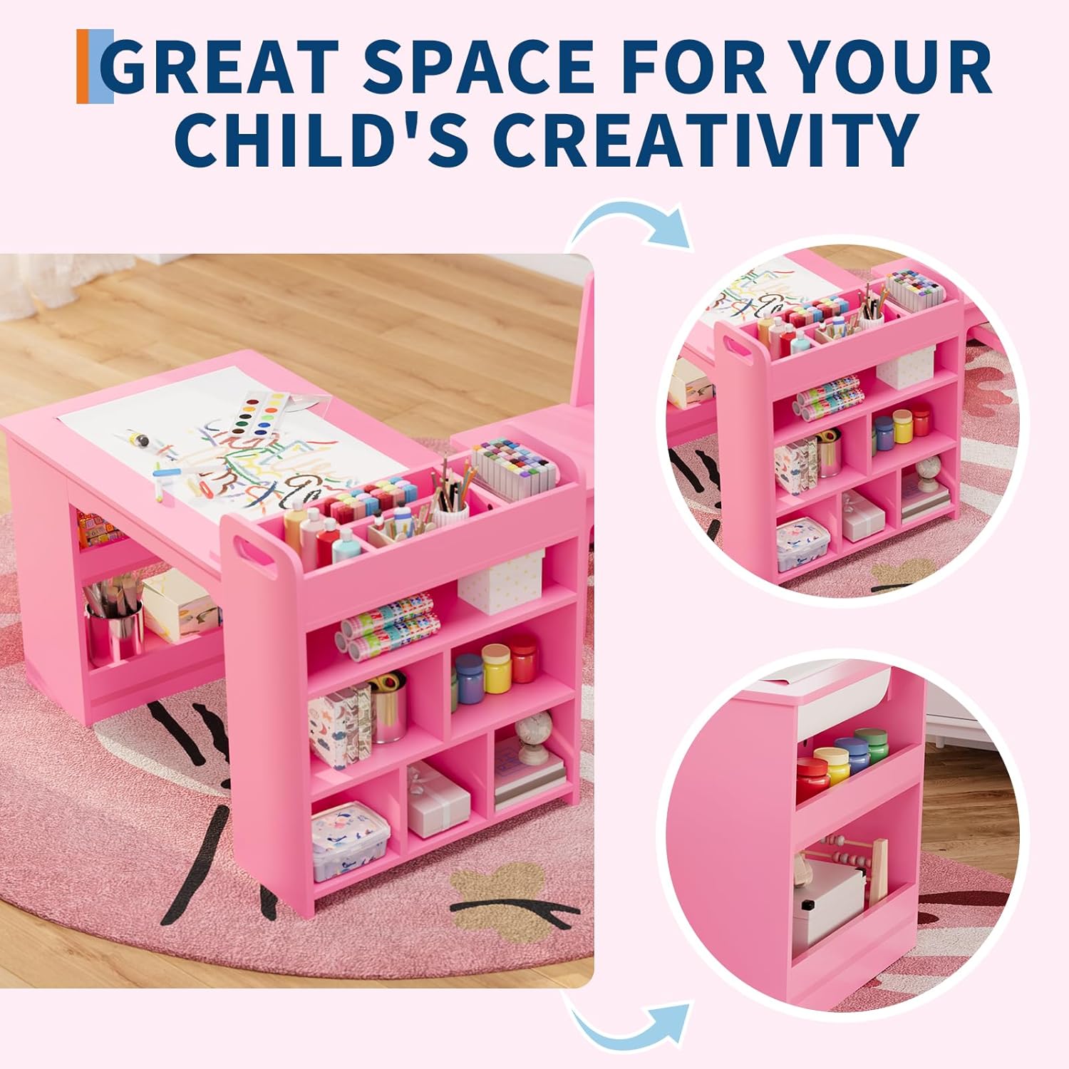 Garvee Kids Art Table and 2 Chairs Set for Activity and Drawing in the ...