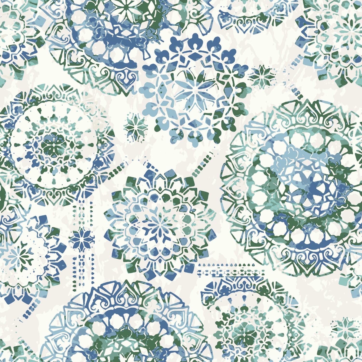 RoomMates RMK11726WP 28.18-Sq. Feet Blue/Green Vinyl Medallion Self-adhesive Peel and Stick Wallpaper