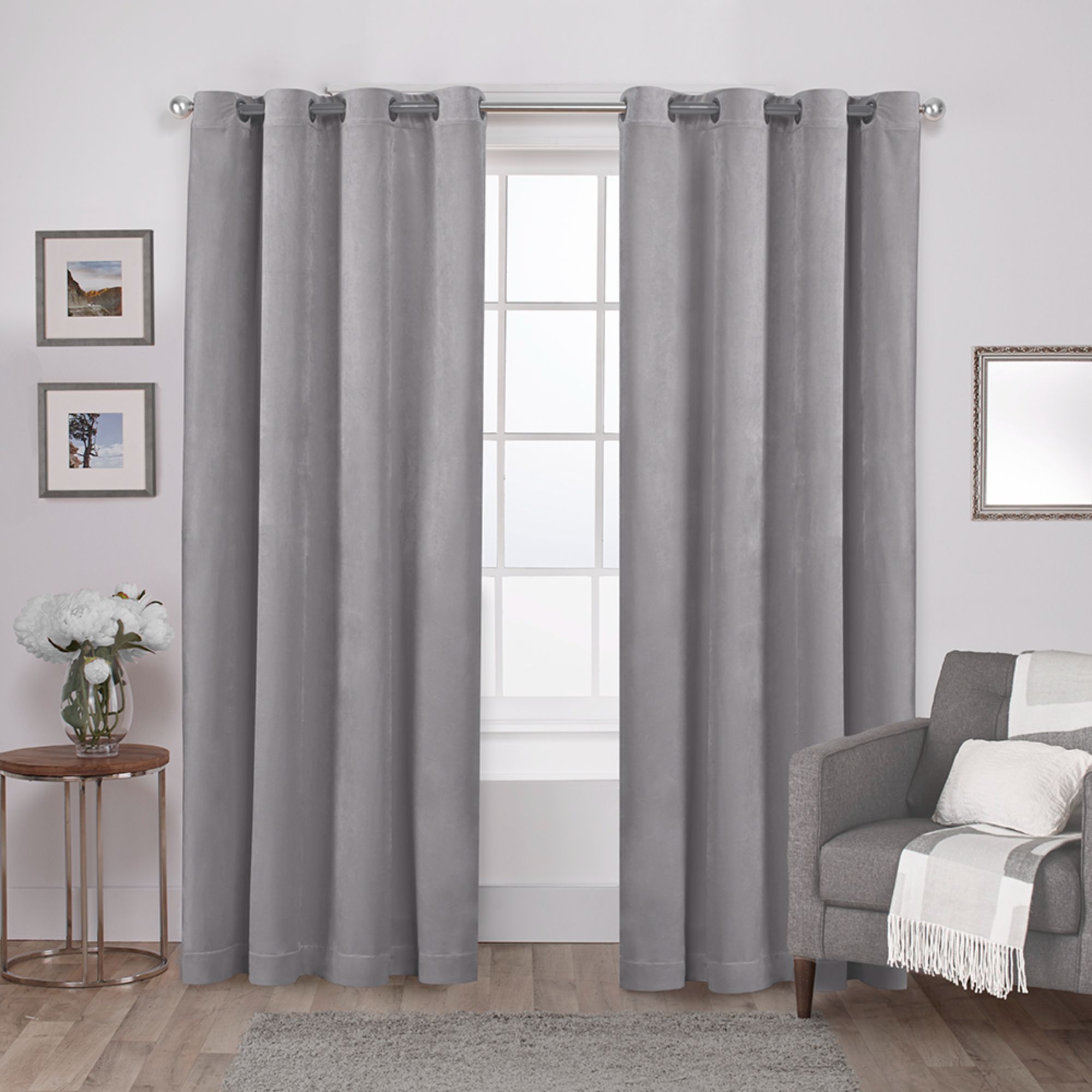 Pair Luxurious Velvet Grommet Top Curtain Panel 108”W x 84”L 