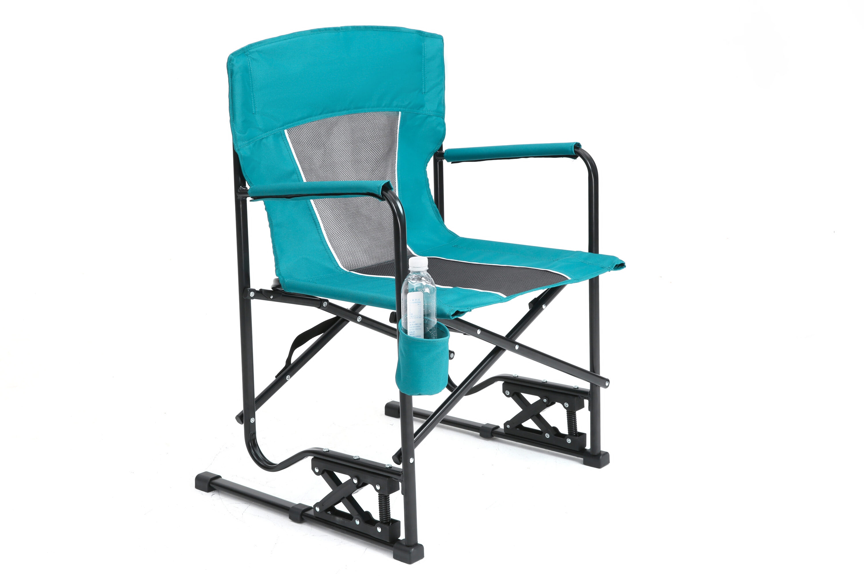 LOVMOR SF-Y-W640P224439 Outdoor Freestyle Rocker Camping Chair Portable Folding Rocking Chair with Solid Durable Armrests Drink Holder and Comfortable Backrest in Blue