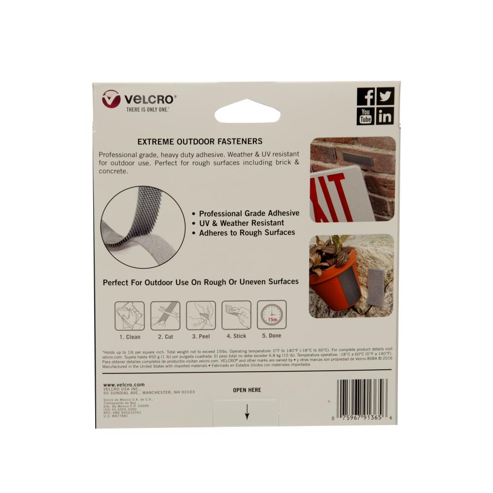 VELCRO Brand 120-in Extreme Outdoor 10Ft X 1In Roll Titanium Hook