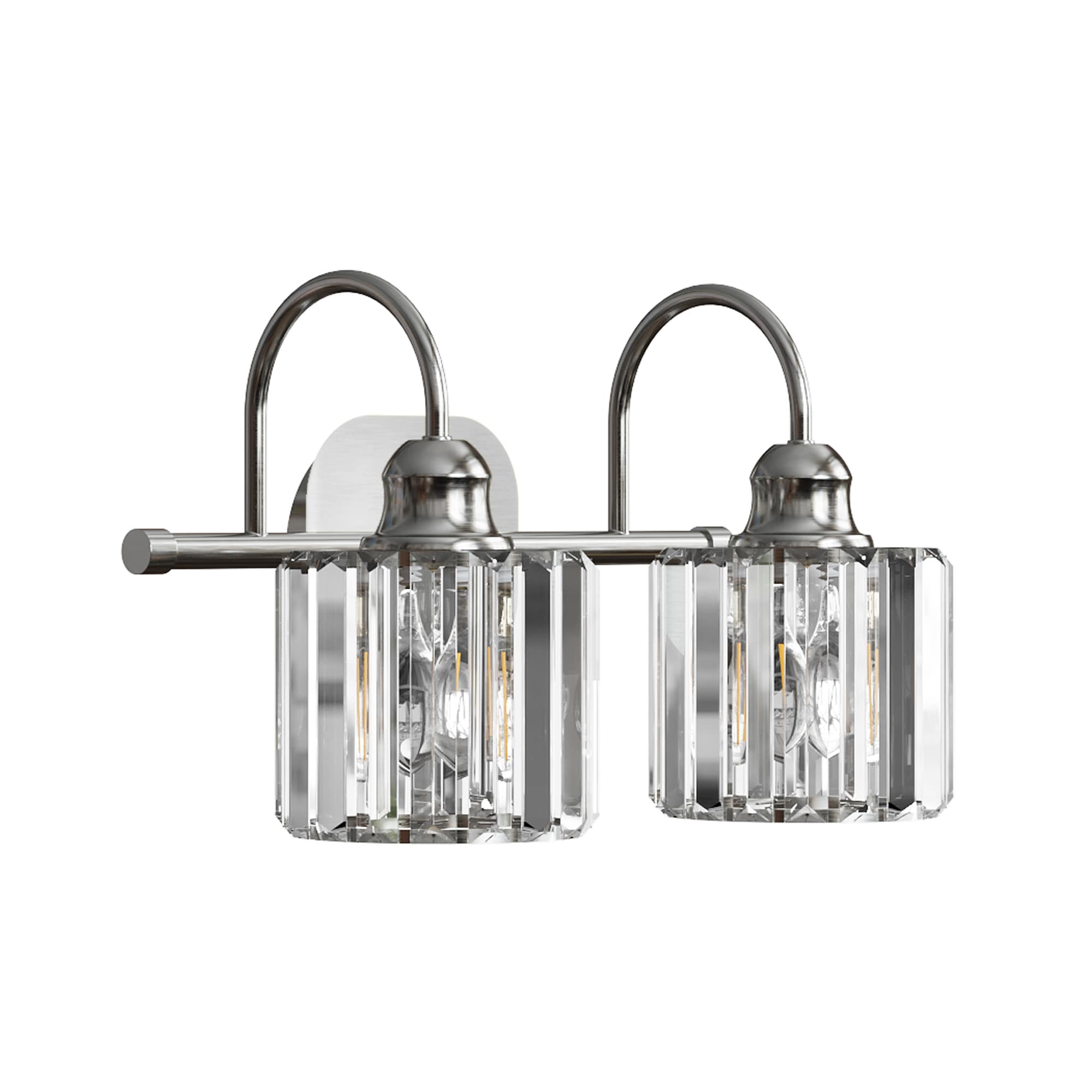 ExBrite EXVL1201BN 14.29-in 2 -Light Brushed Nickel Glam Vanity light
