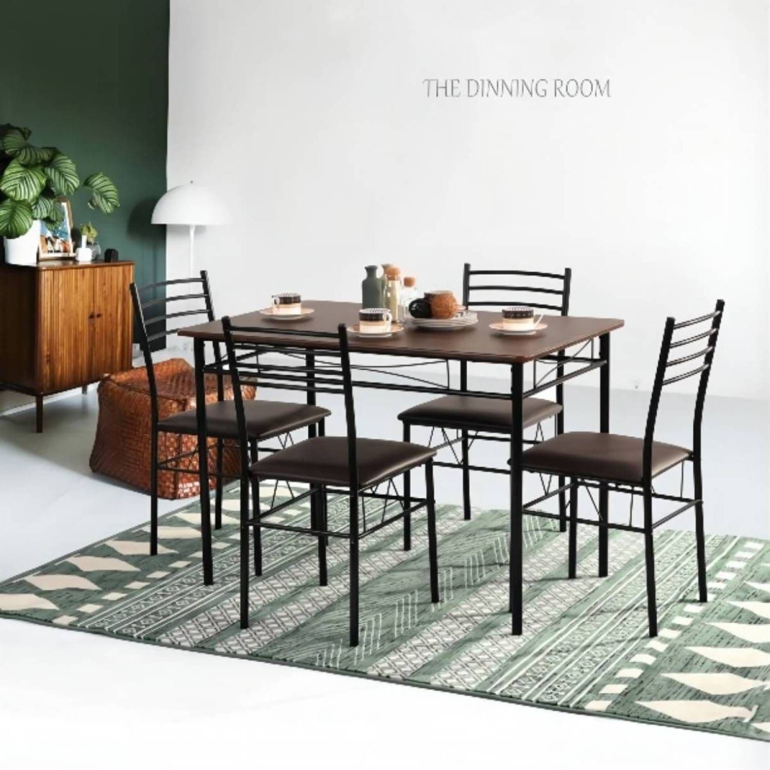 JASMODER W131470834 Brown Contemporary/Modern Dining Room Set with Rectangular Table (Seats 4)