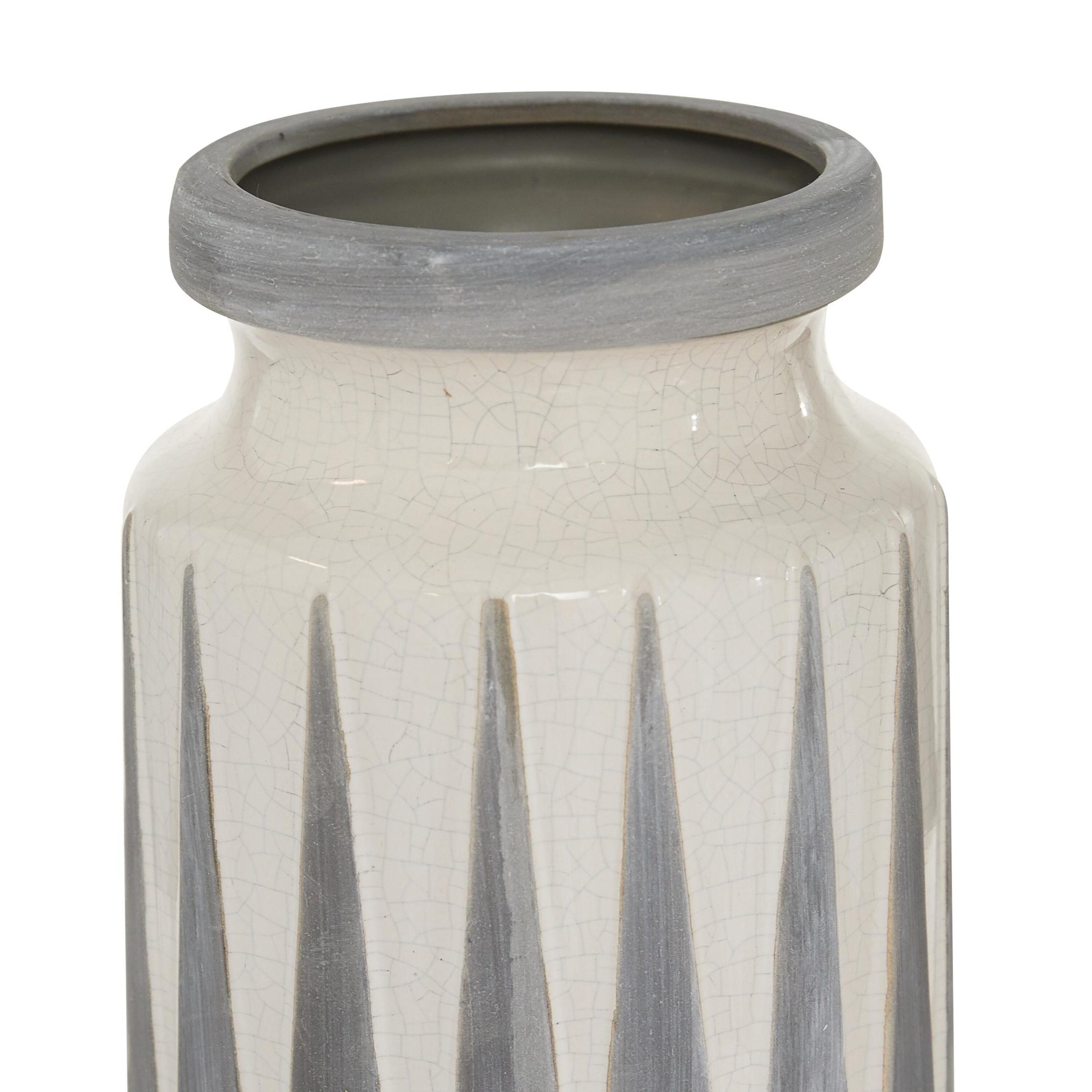 Elegant Dove Gray Ceramic Bouquet Vase 13''