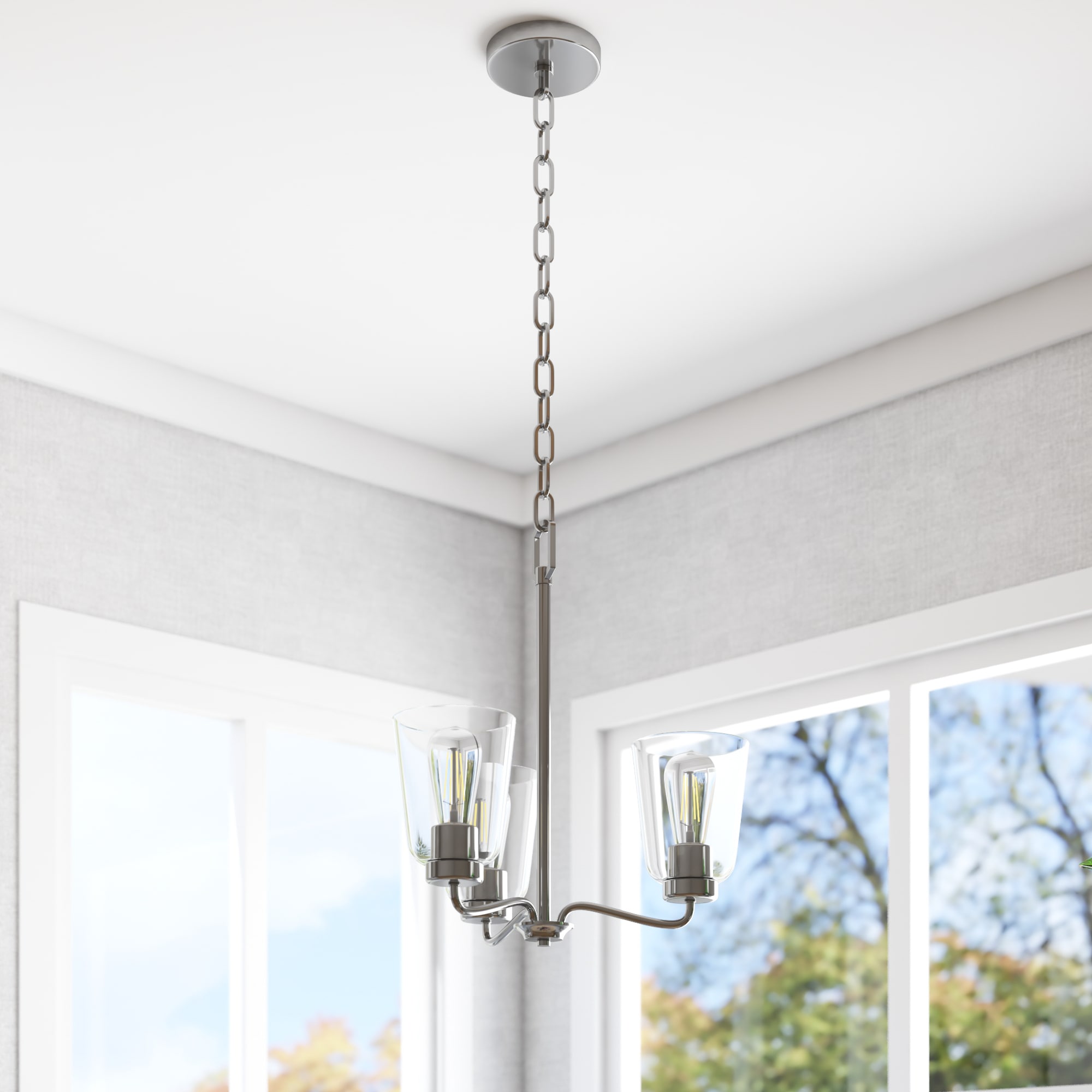 Project Source Traywick 3 Light Brushed Nickel Transitional LED