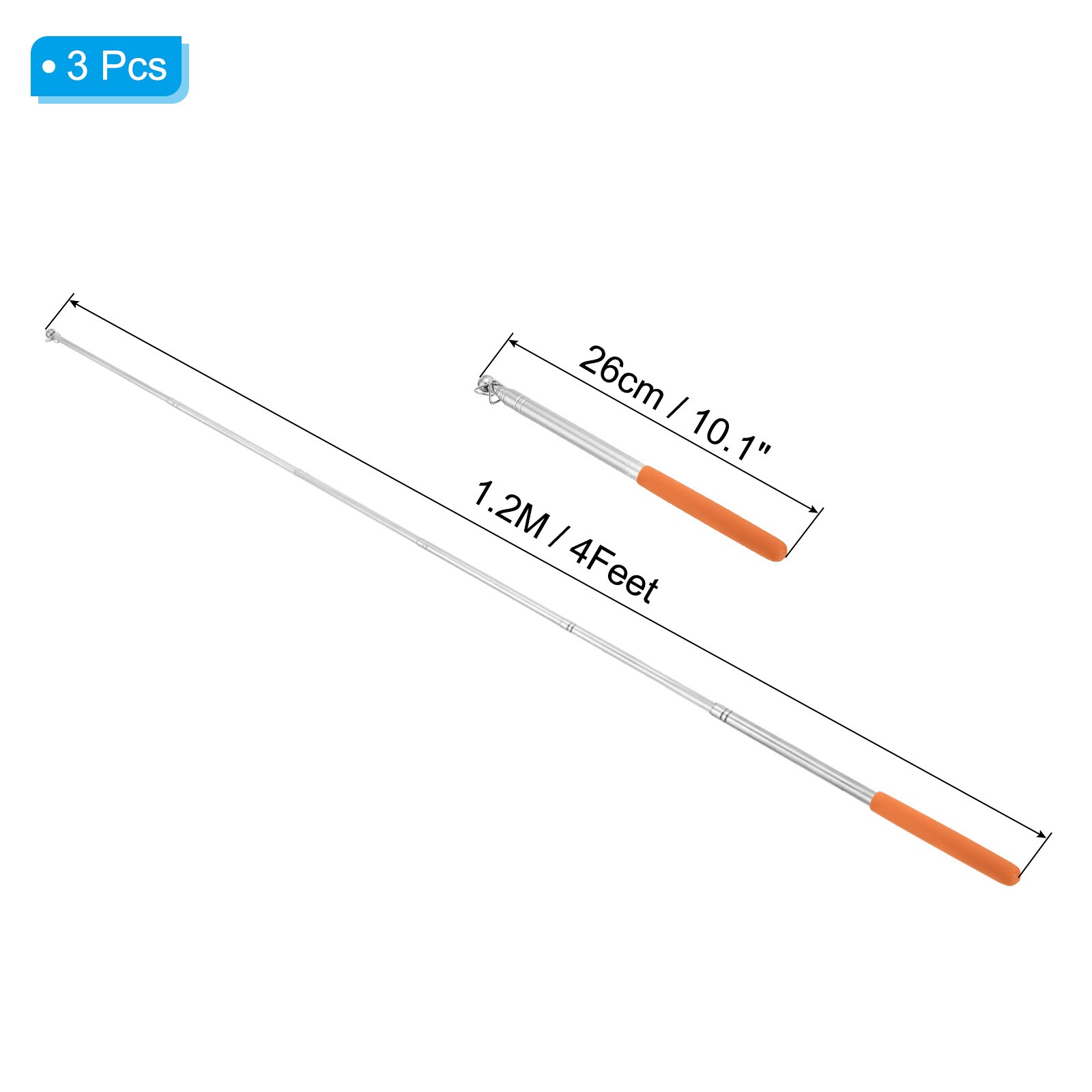 PATIKIL 1,2M/4 Piedi Aste Telescopiche Portabandiera, 4Set Asta