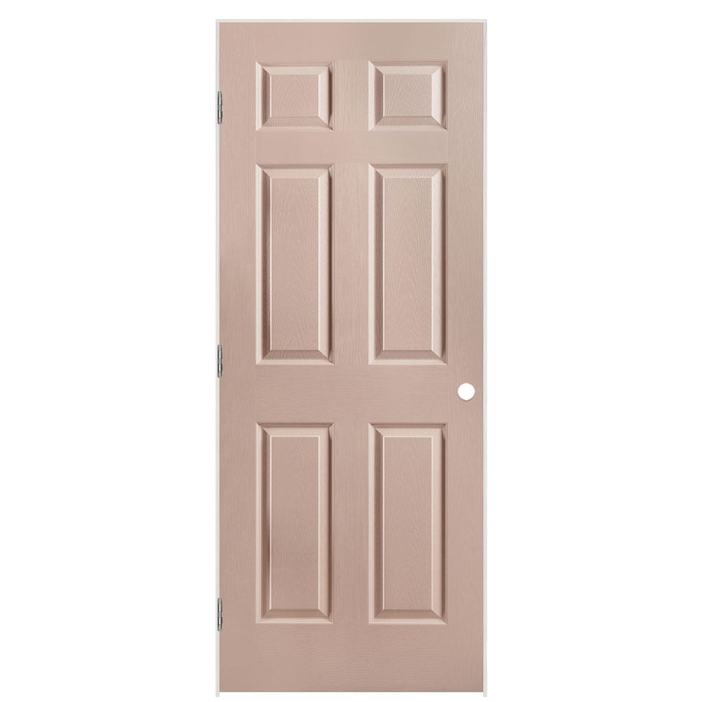 Masonite 1316943 32-in x 80-in Sandpiper Solid core 6-panel Right hand Textured Prefinished Molded composite Flat Jamb Single Prehung Interior Door